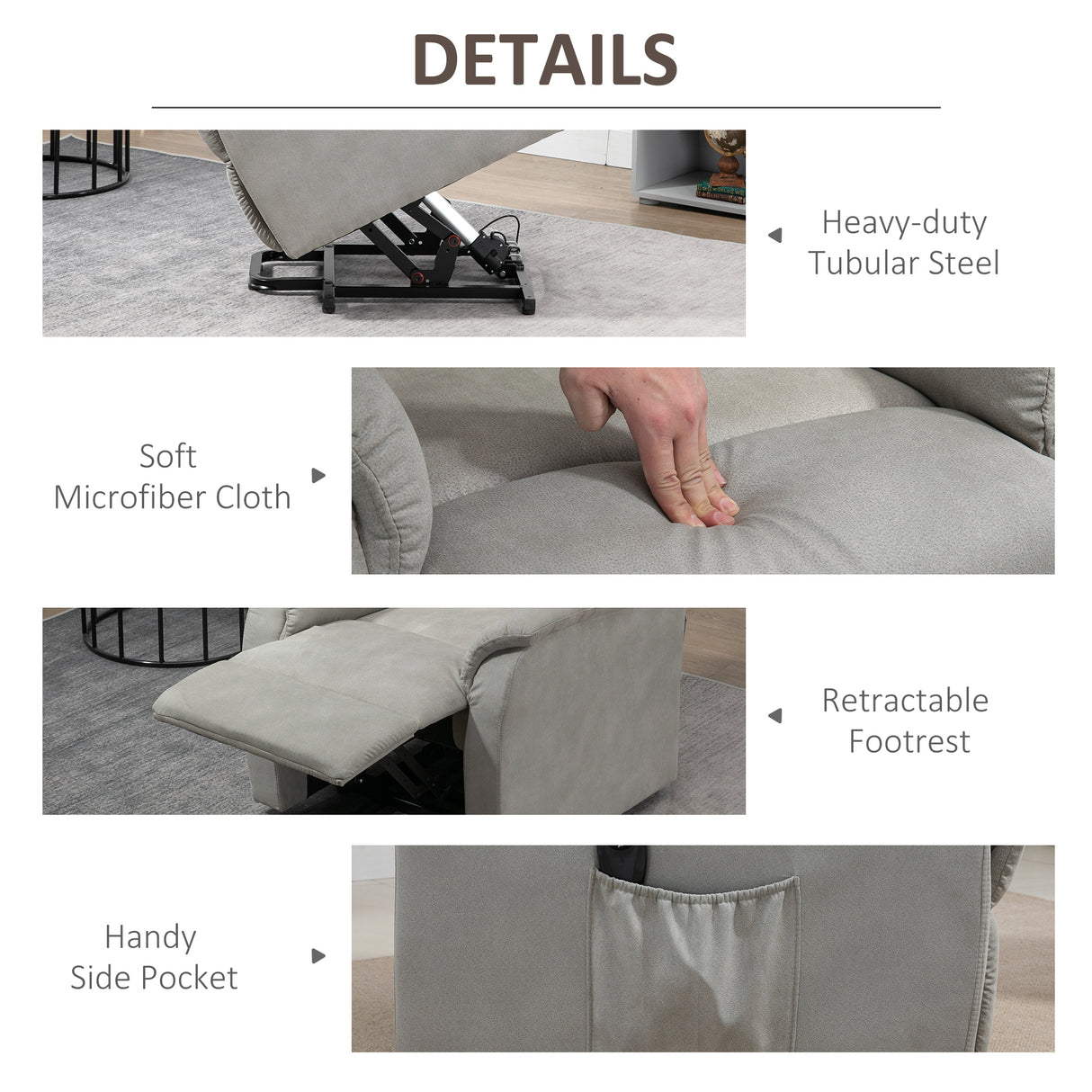 easycomfort easycomfort poltrona alzapersona reclinabile 150 max con telecomando e poggiapiedi 75x93x110 cm grigio