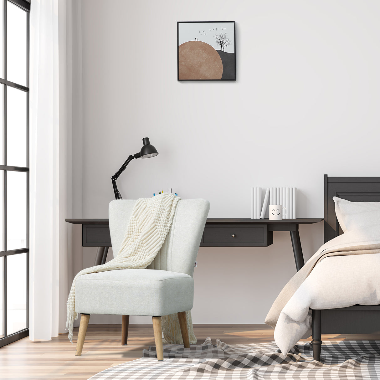 easycomfort easycomfort poltrona imbottita per soggiorno e sala in stile nordico poltroncina da camera in tessuto e gambe in legno bianco