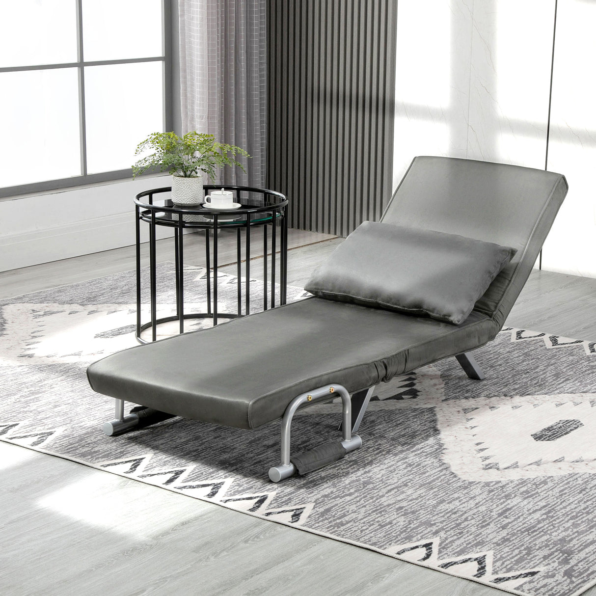 easycomfort easycomfort poltrona letto singolo 3 in 1 con schienale reclinabile su 5 livelli e cuscino divano letto singolo pieghevole per soggiorno e salotto in pelle scamosciata e metallo 65x69x80 cm grigio ean 8055776911588