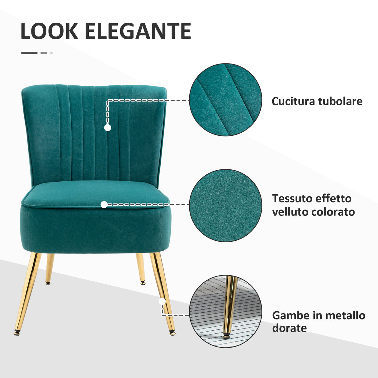 easycomfort easycomfort poltrona moderna in stile scandinavo imbottita e rivestita in tessuto vellutato 56x65 5x82 5cm verde