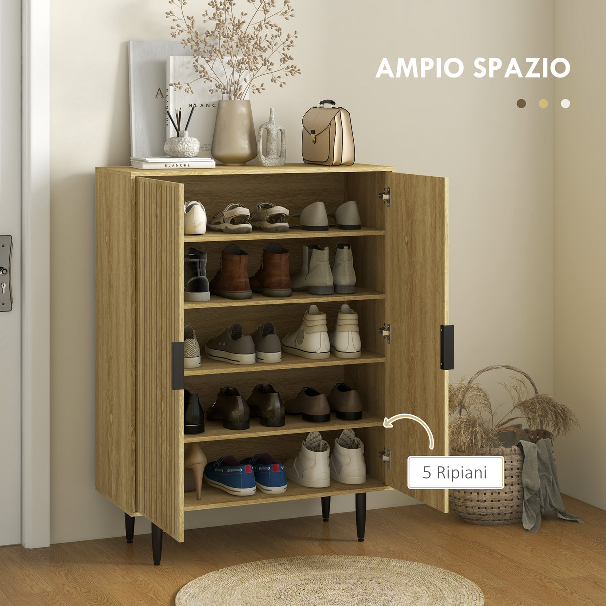 easycomfort easycomfort scarpiera salvaspazio per 15 paia di scarpe con 4 ripiani regolabili 80x38x110cm rovere