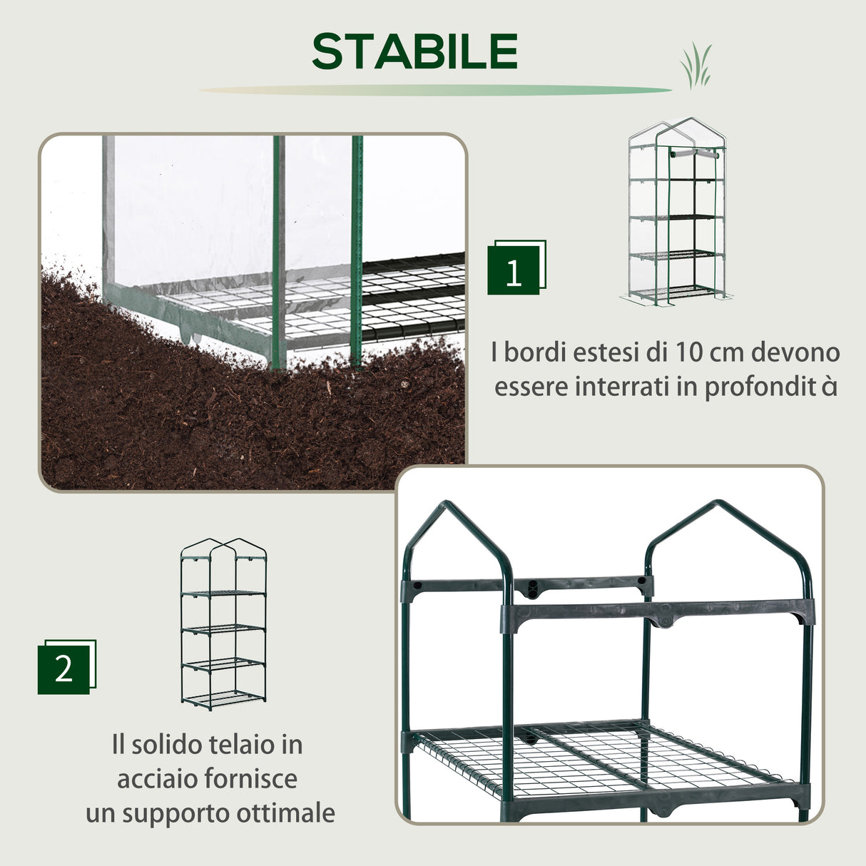 easycomfort easycomfort serra da balcone compatta con 4 ripiani e copertura in pvc trasparente 70x50x160cm