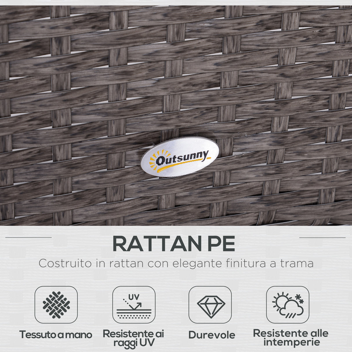 easycomfort easycomfort set mobili da giardino 2 poltrone 2 poggiapiedi 1 tavolino in vetro temperato rattan grigio