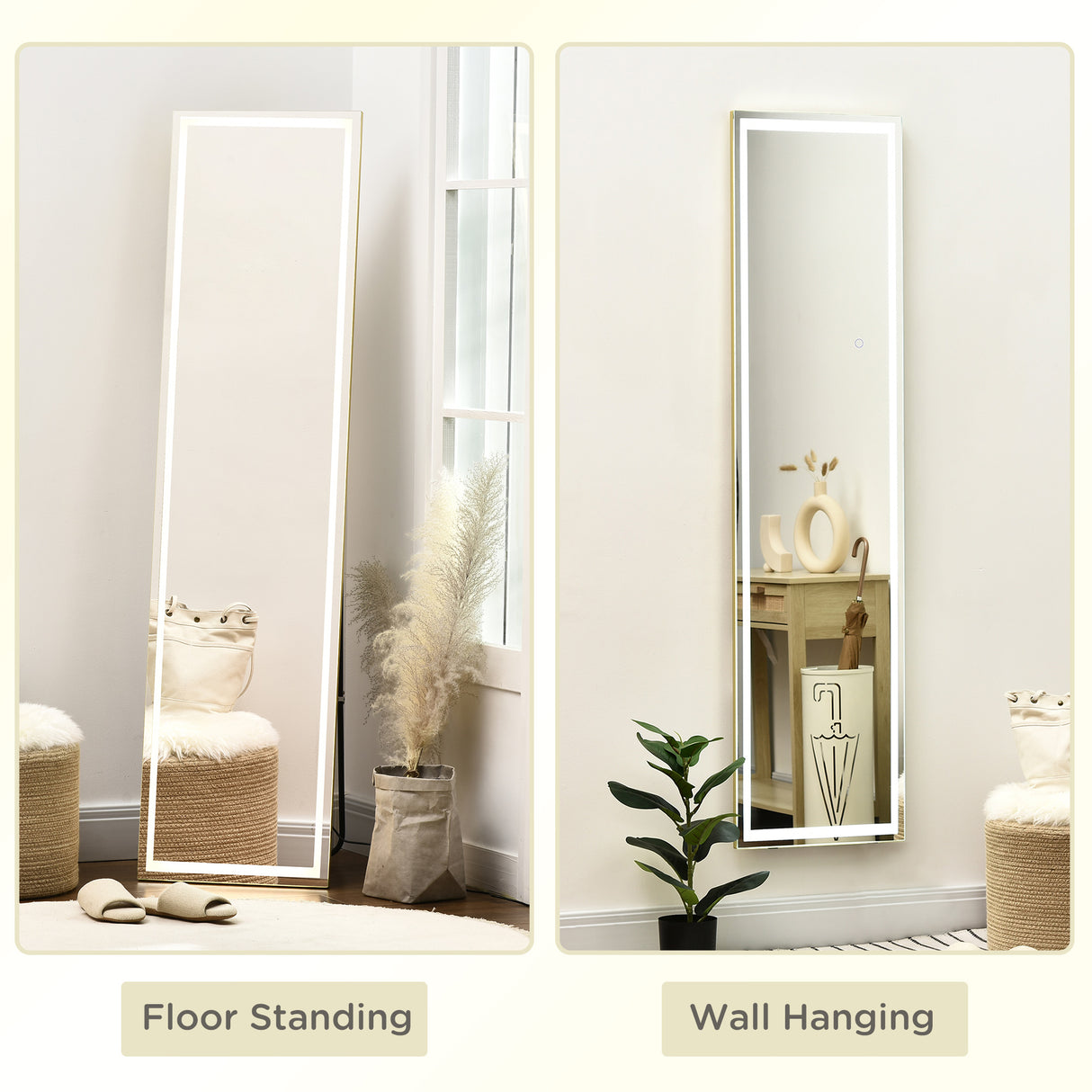easycomfort easycomfort specchio da terra e da parete con luce led regolabile e telecomando 40x37x156 5cm