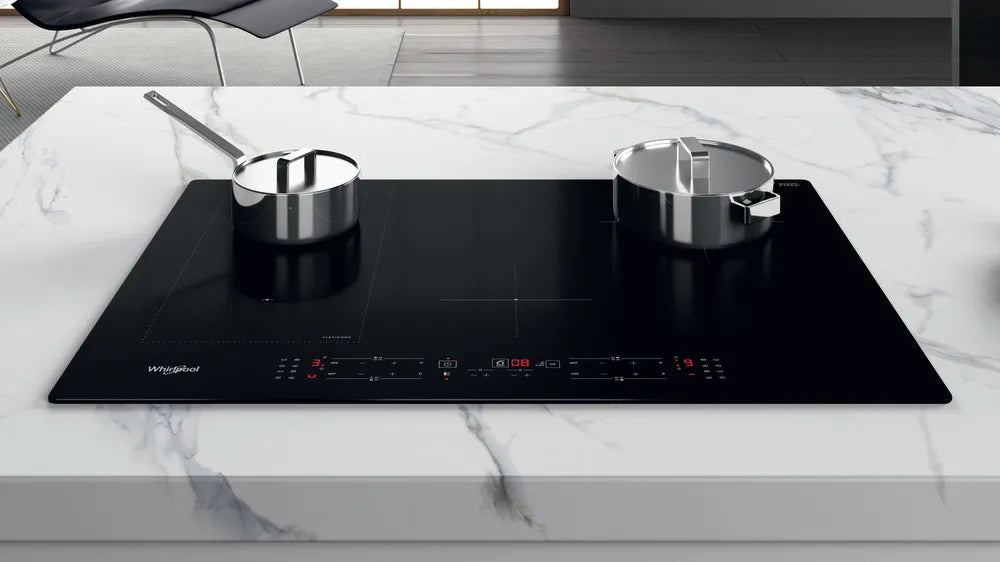 piano cottura a induzione whirlpool wlb2977ne 4 fuochi in vetro nero lxp 77x54 flexicook booster wl b2977 ne 38254