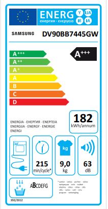 asciugatrice a pompa di calore samsung 9kg dv90bb7445gw quickdrive classe a___