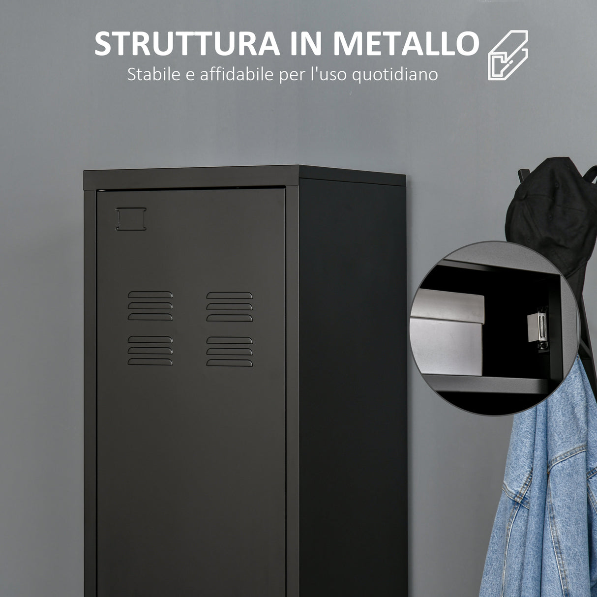 easycomfort easycomfort armadietto metallico stile industriale a unanta per ingresso e camera 43x50x180cm nero