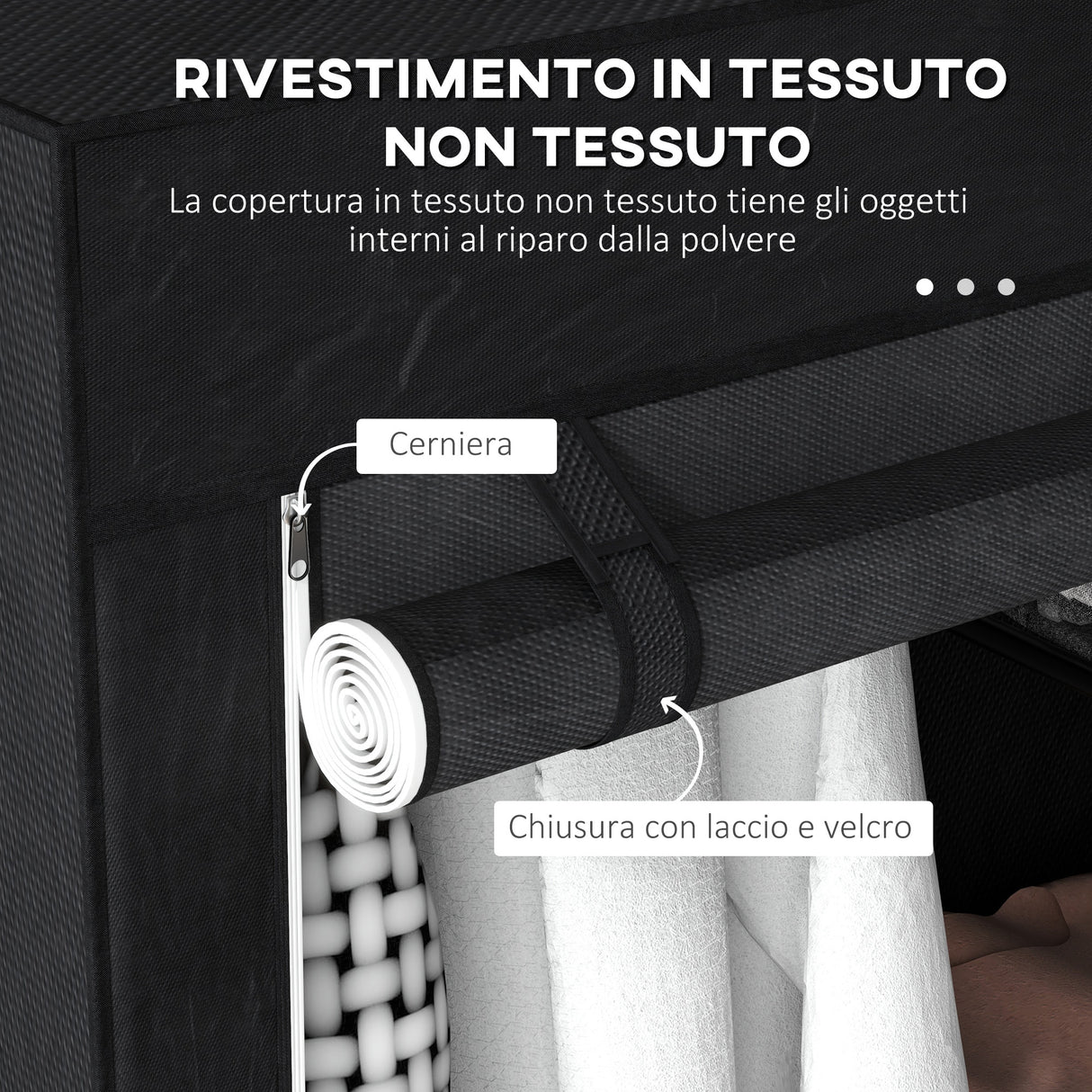 easycomfort easycomfort armadio guardaroba portatile in tessuto con 6 ripiani aperti e un appendino 103x43x162 5 cm nero