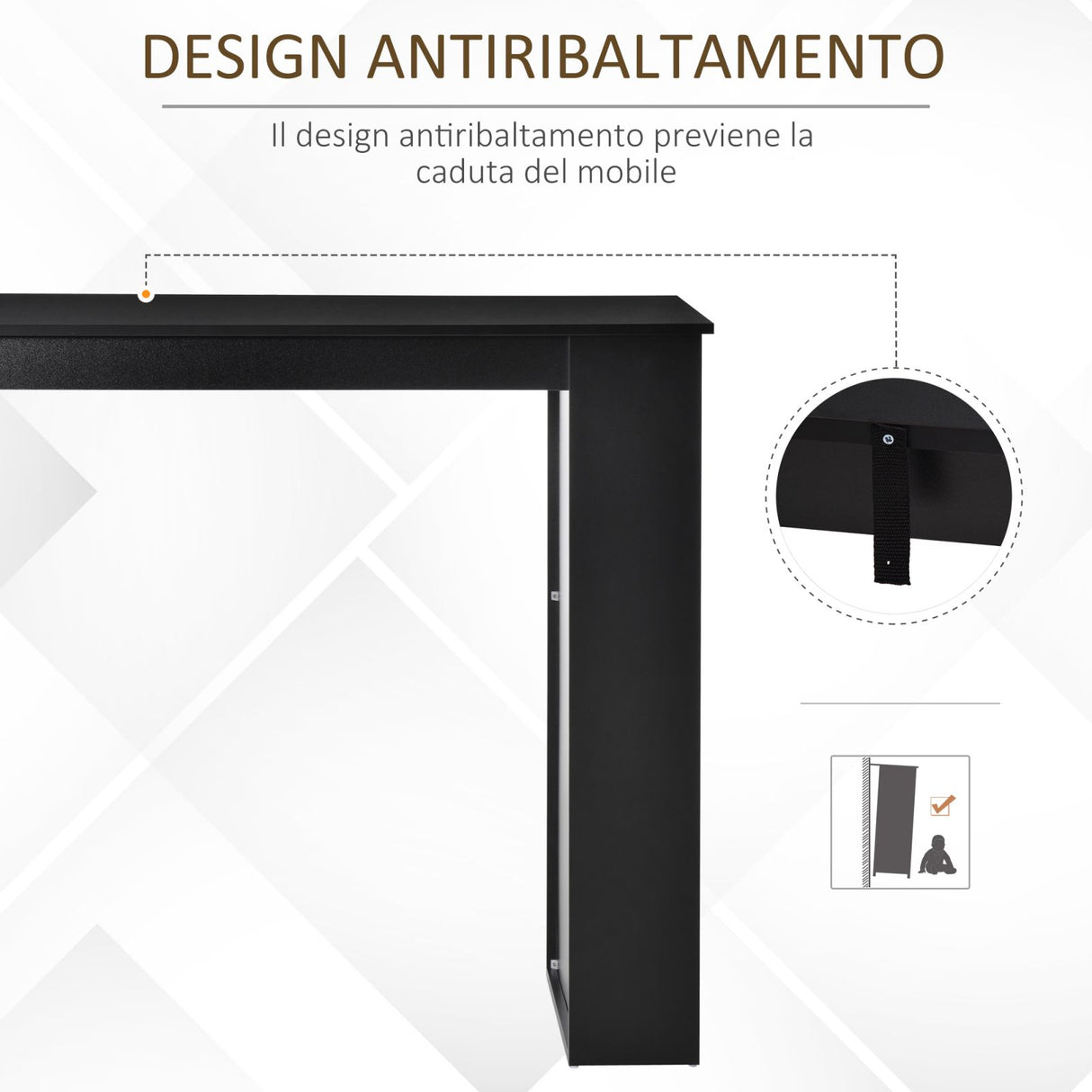 easycomfort easycomfort bancone da cucina tavolo alto con 3 mensole in legno tavolo da bar cucina arredamento moderno casa e bar 112x57x106cm nero