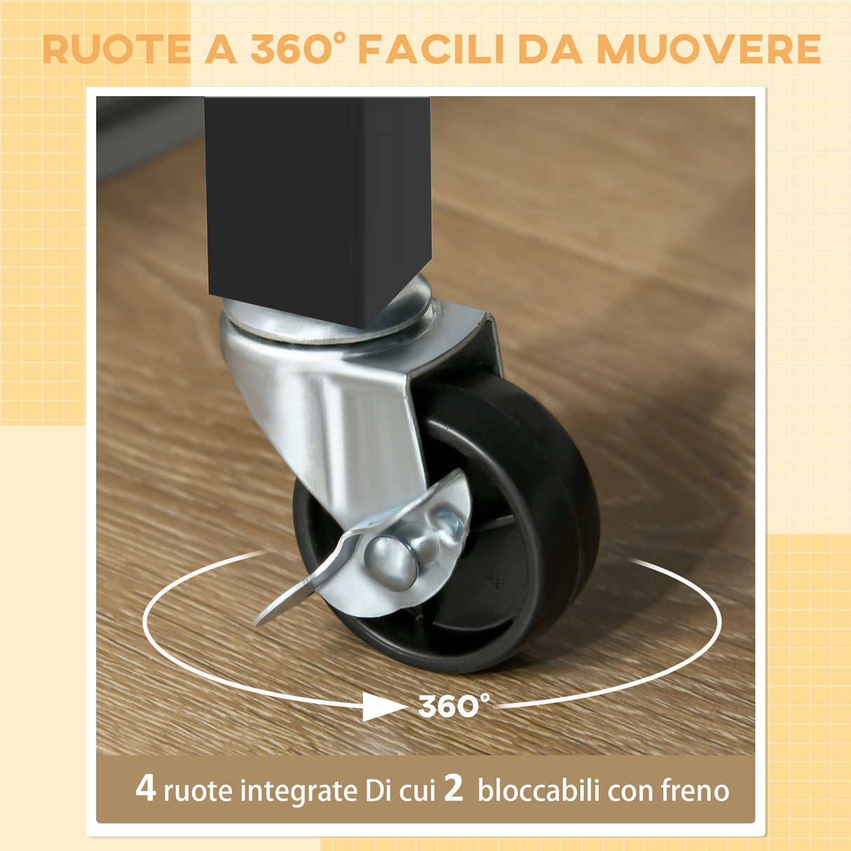 easycomfort easycomfort carrello cucina classico con cassetti ruote e armadietto 2 ante salvaspazio 89x40x84cm nero