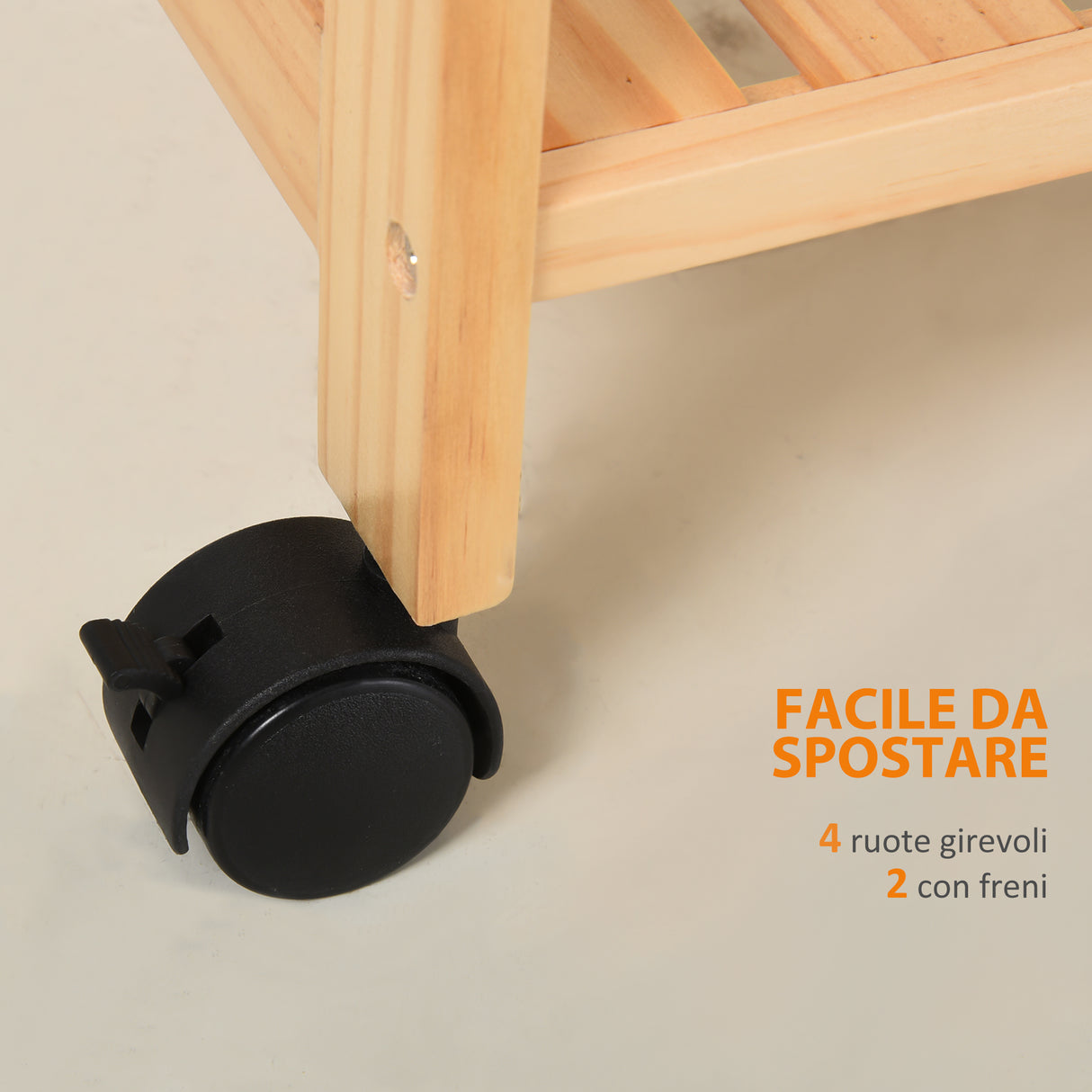 easycomfort easycomfort carrello da cucina a 4 livelli in mdf e legno di pino con 4 ruote girevoli 40x30x76 cm bianco e marrone