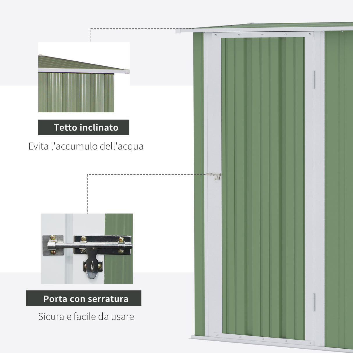 easycomfort easycomfort casetta porta attrezzi capanno in acciaio impermeabile 142x84x189cm