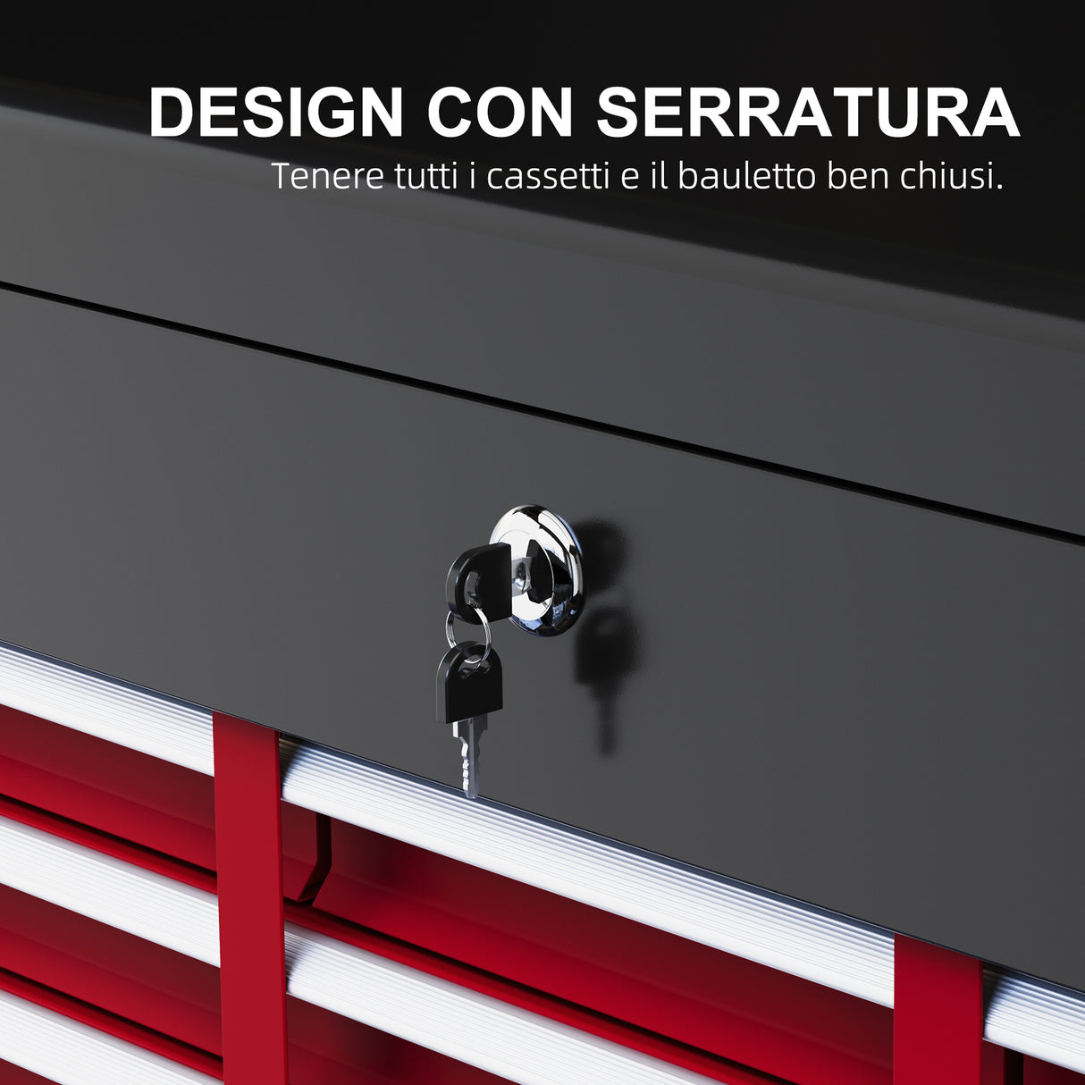 easycomfort easycomfort cassetta per attrezzi a 6 cassetti in acciaio con serratura 60x26x34cm nero e rosso