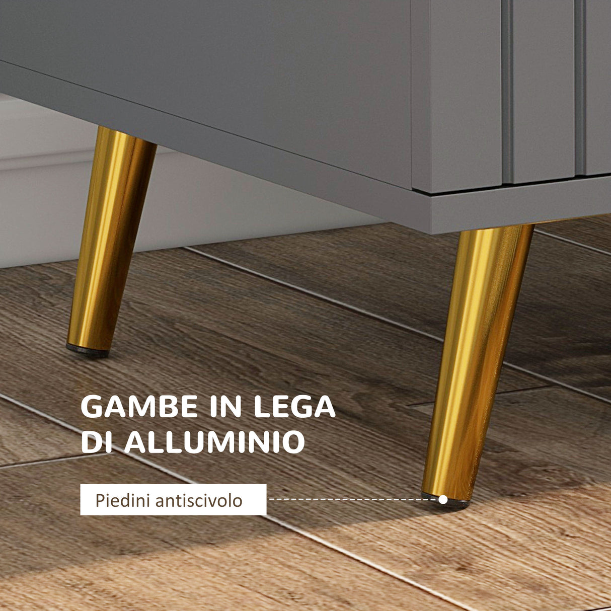easycomfort easycomfort cassettiera 4 cassetti moderna in legno e alluminio 60x40x90 cm oro e grigio scuro