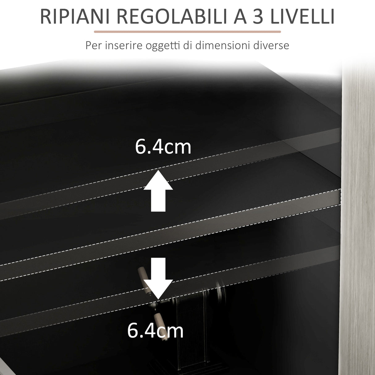easycomfort easycomfort credenza moderna con 2 armadietti e 4 ante con apertura a pressione 121x37x75cm nero