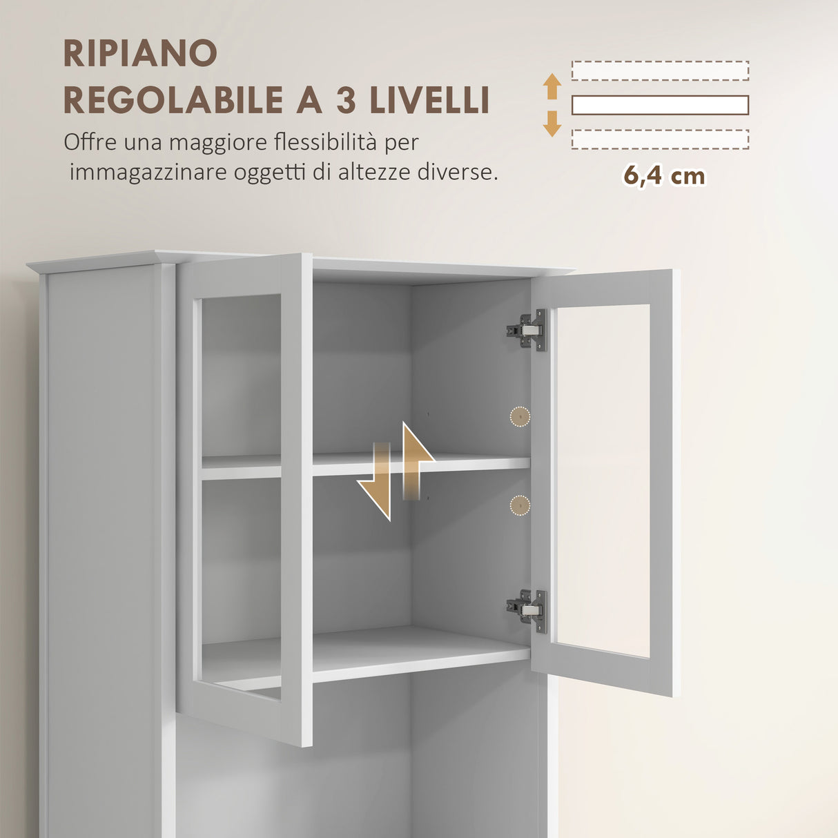 easycomfort easycomfort dispensa cucina alta con armadietto a 2 livelli e 3 cassetti in mdf 68x38x172 cm bianco