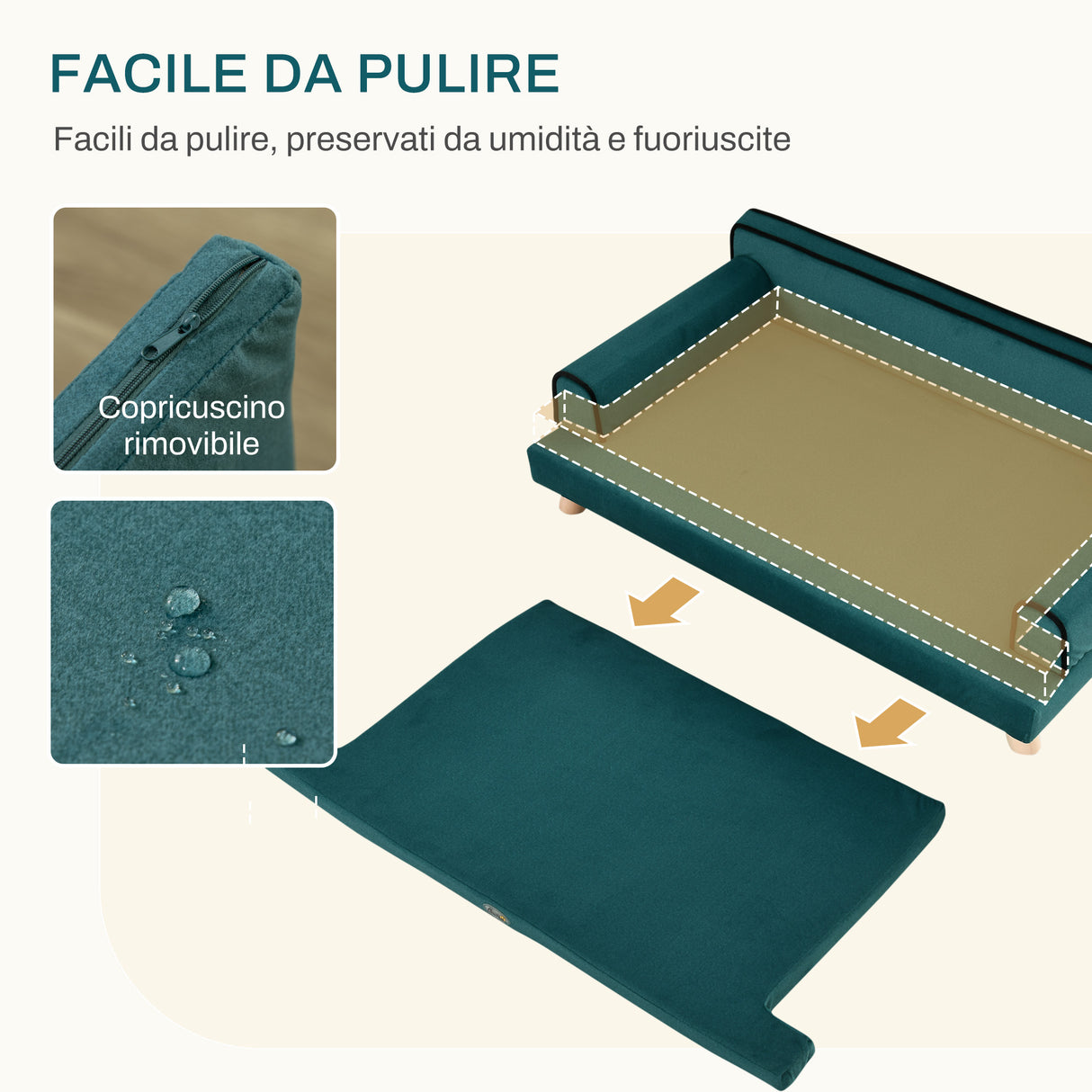 easycomfort easycomfort divano per cani grandi con imbottitura rivestimento morbido e lavabile gambe in legno verde