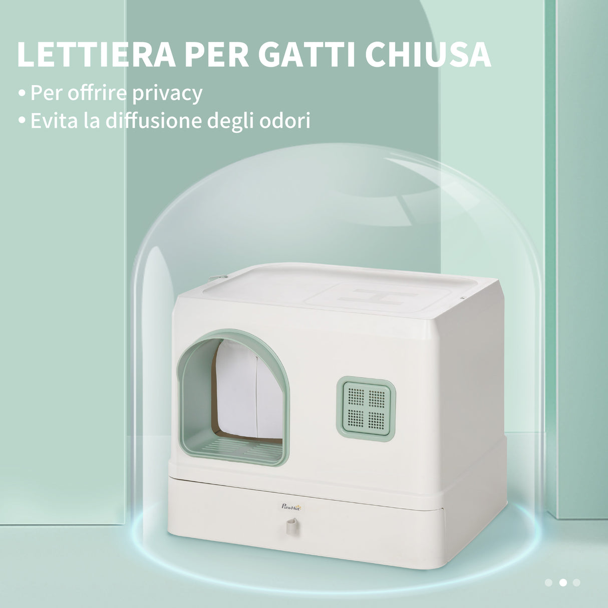 easycomfort easycomfort lettiera per gatti coperta con deodoranti vassoio e paletta in abs e pp 50x40x40 cm verde e bianco