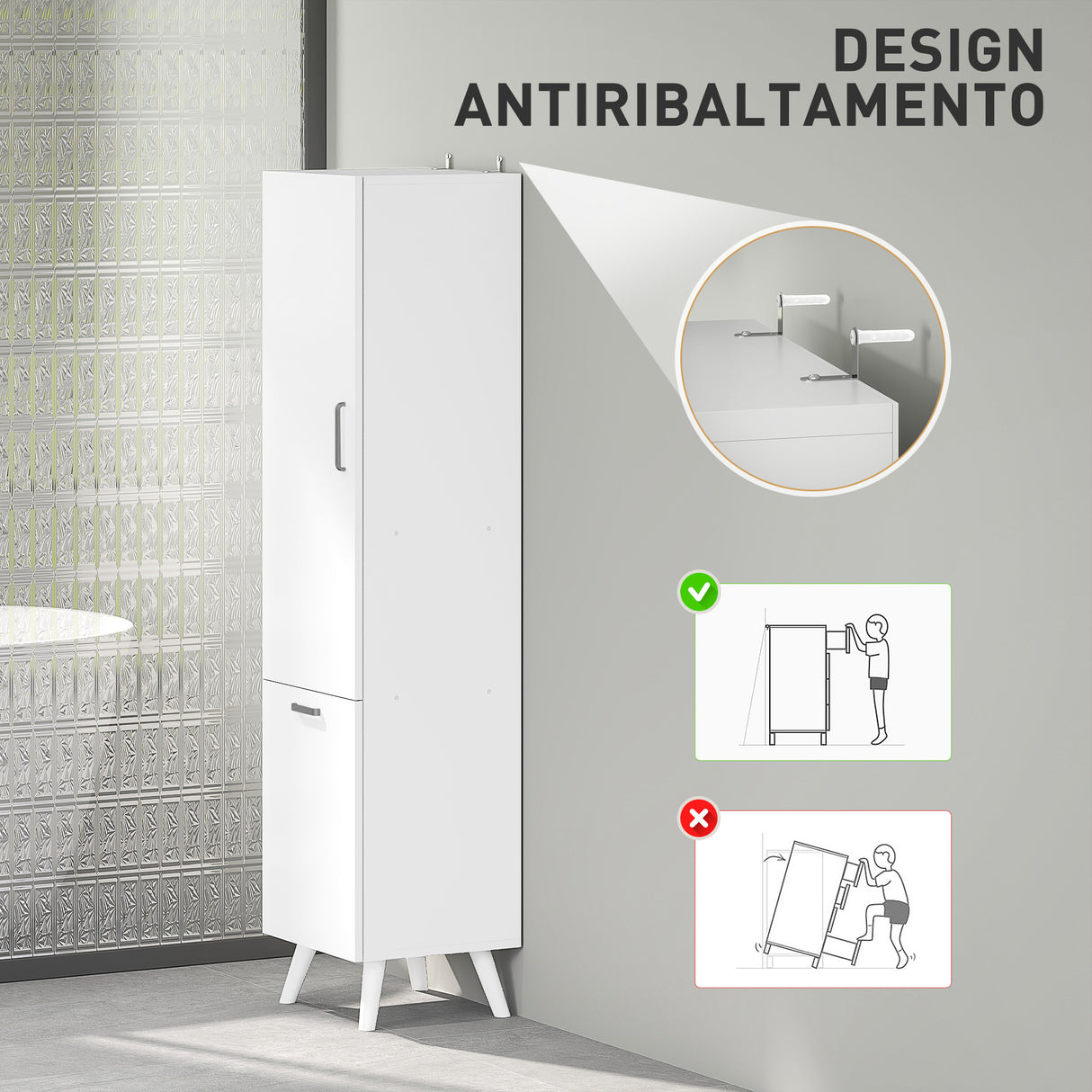 easycomfort easycomfort mobile da bagno con armadietto a 3 ripiani e spazio portaoggetti inferiore in legno 35x31 5x144 cm bianco