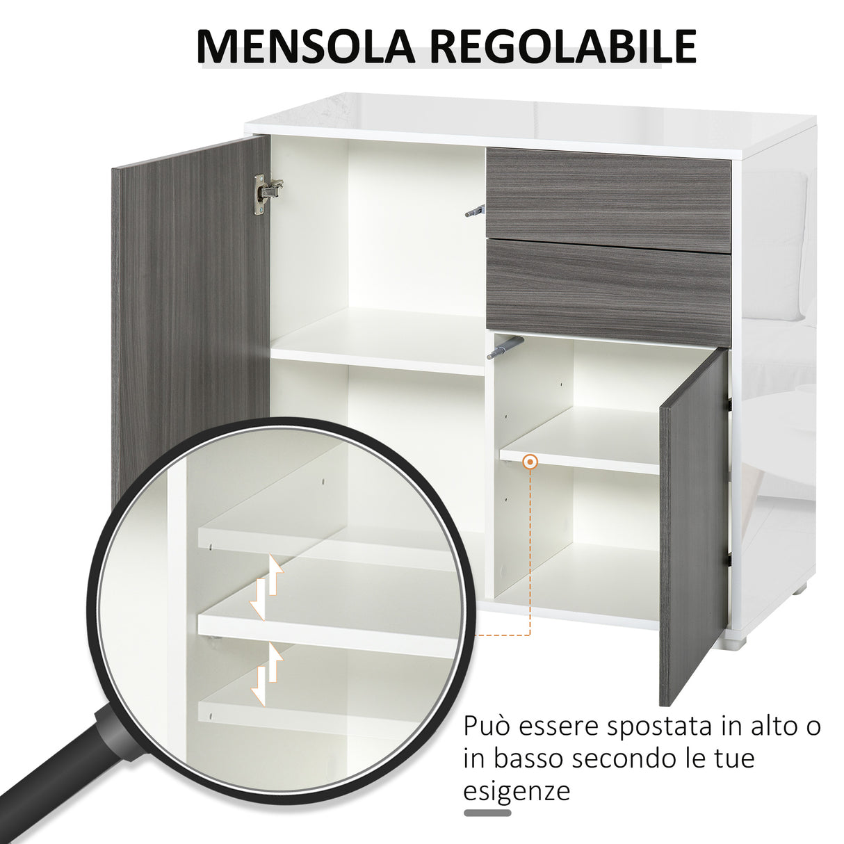 easycomfort easycomfort mobiletto 2 cassetti e 2 ante apertura a pressione mobile con 2 cassetti e 2 ante per casa e ufficio 79x36x74cm grigio chiaro e bianco ean 8054111846233