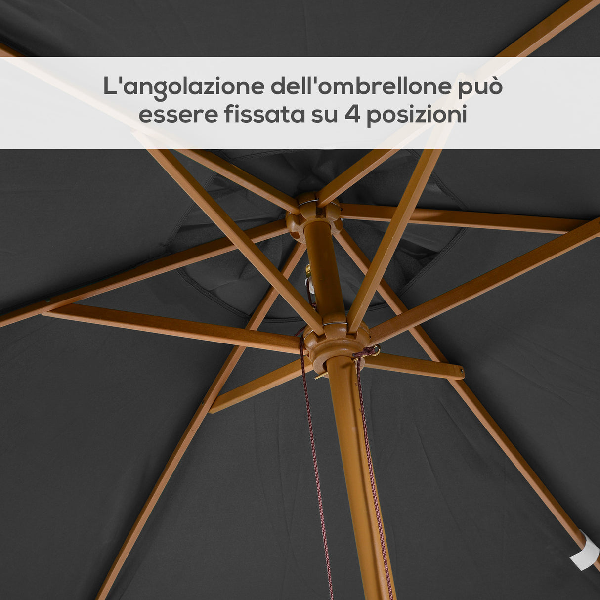 easycomfort easycomfort ombrellone da giardino 2x3m in legno e bambu con 8 stecche e copertura in poliestere grigio scuro