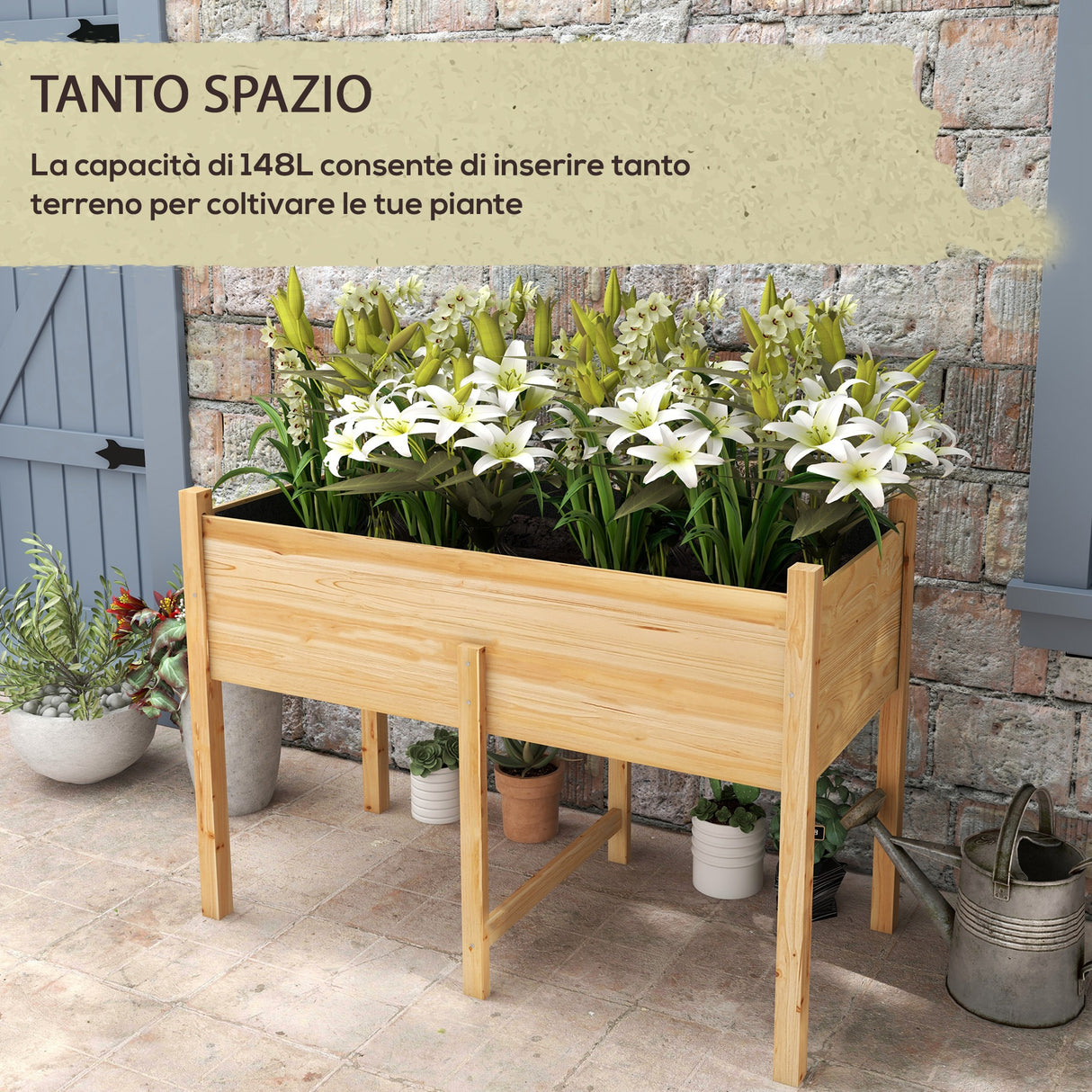 easycomfort easycomfort orto rialzato con 2 fori di drenaggio e sacca in tessuto non tessuto in legno di abete 115x55x80 cm