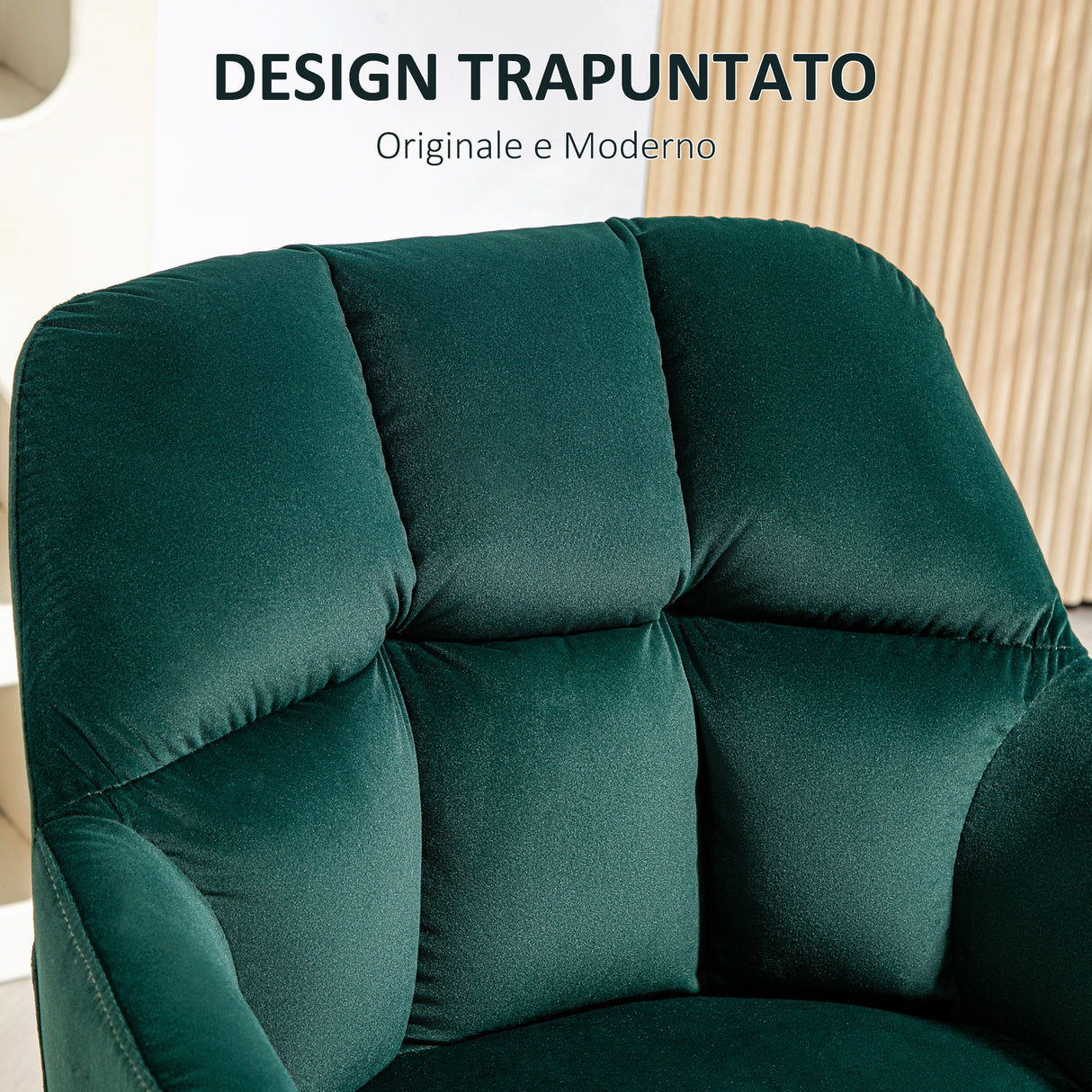 easycomfort easycomfort poltrona da salotto in velluto e imbottita con gambe in acciaio e braccioli estesi verde