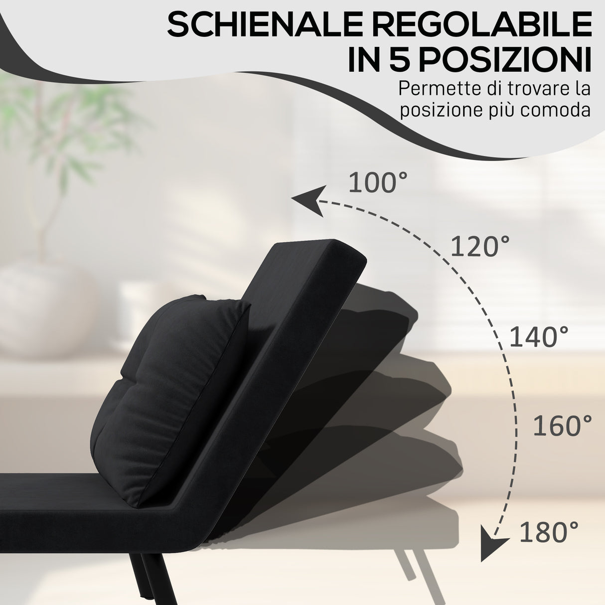 easycomfort easycomfort poltrona letto 3 in 1 con schienale reclinabile in 5 posizioni e cuscino 63x73x81 cm nero