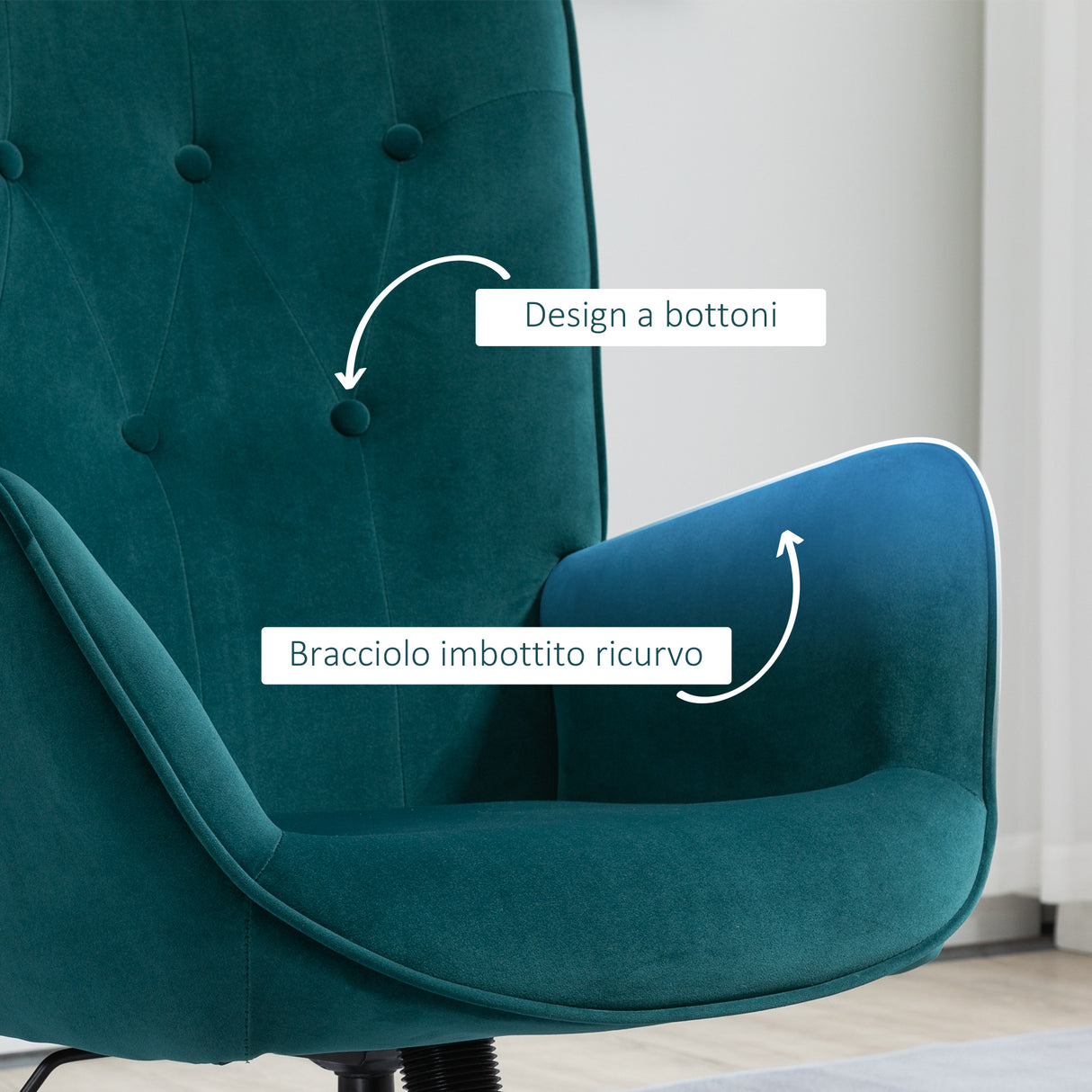 easycomfort easycomfort poltrona per ufficio e salotto in velluto girevole con braccioli e altezza regolabile blu