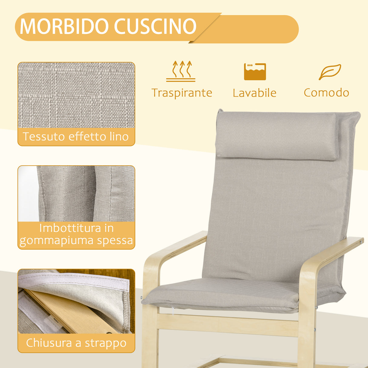 easycomfort easycomfort poltrona relax con pouf poggiapiedi in legno e tessuto con poggiatesta 67x69x100cm grigio