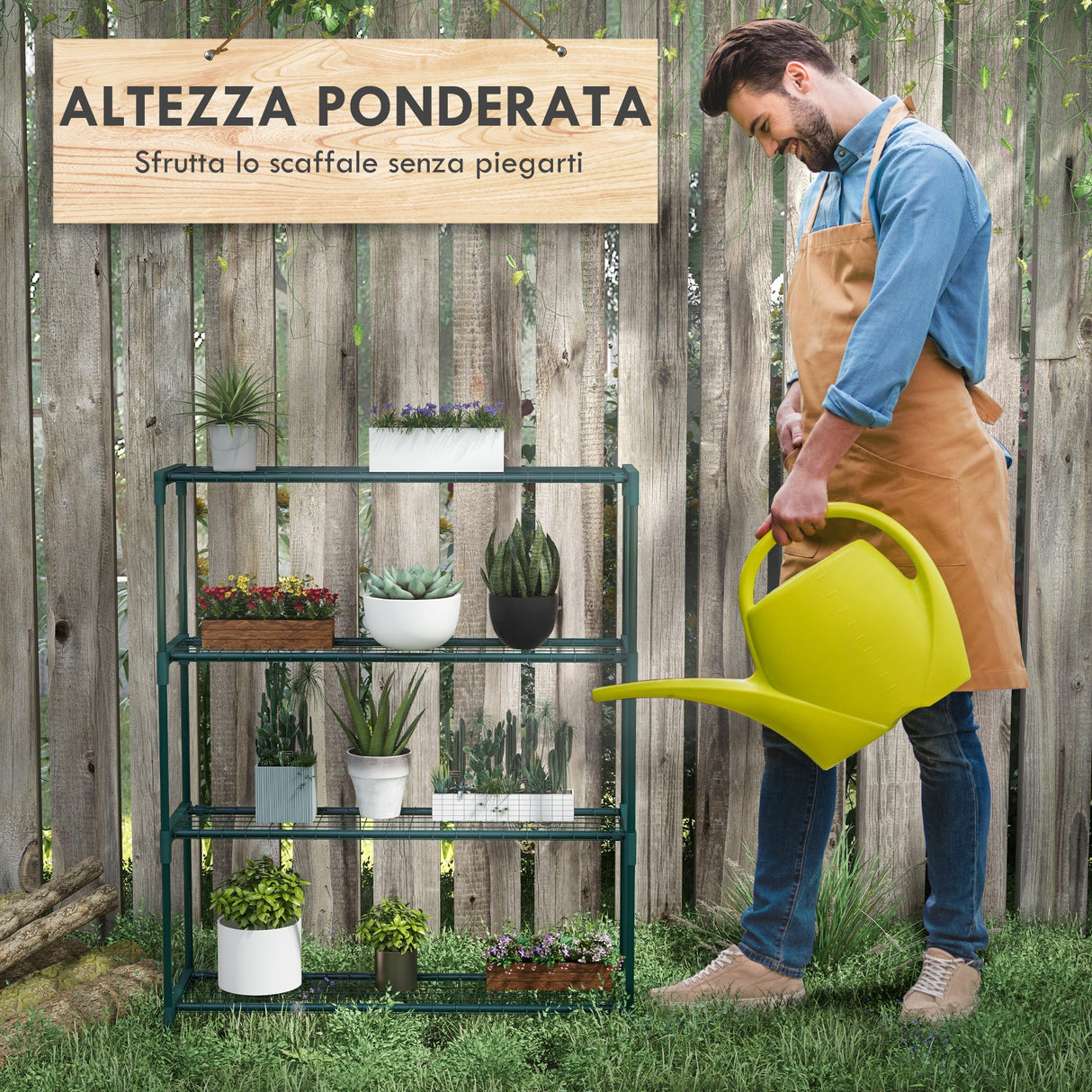 easycomfort easycomfort scaffale porta piante a 4 livelli da esterno e interno in acciaio 89x28x107cm verde