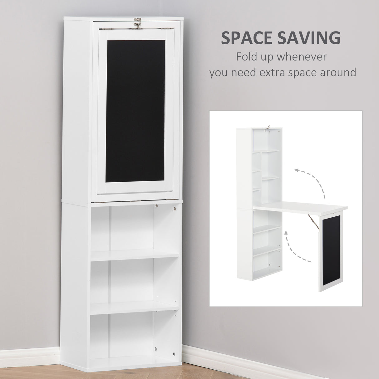 easycomfort easycomfort scrivania pc pieghevole con libreria a 9 ripiani in legno e metallo 98x51x153 cm bianco ean 8054111849425