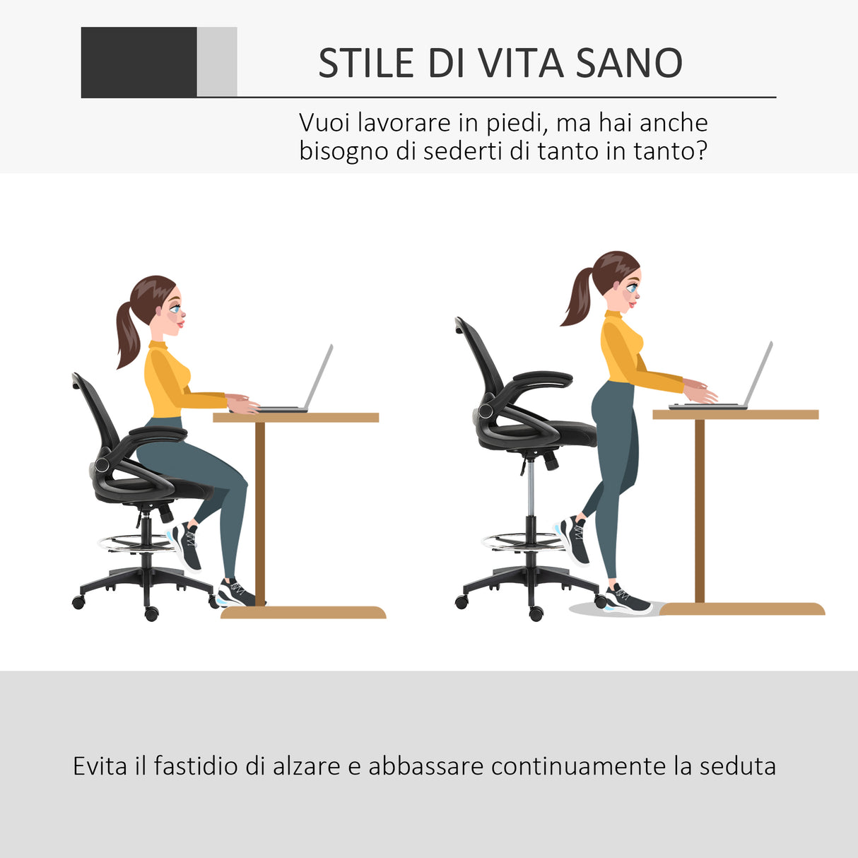 easycomfort easycomfort sedia da ufficio traspirante ad altezza regolabile con braccioli ribaltabili 64x60x106 126 cm nera