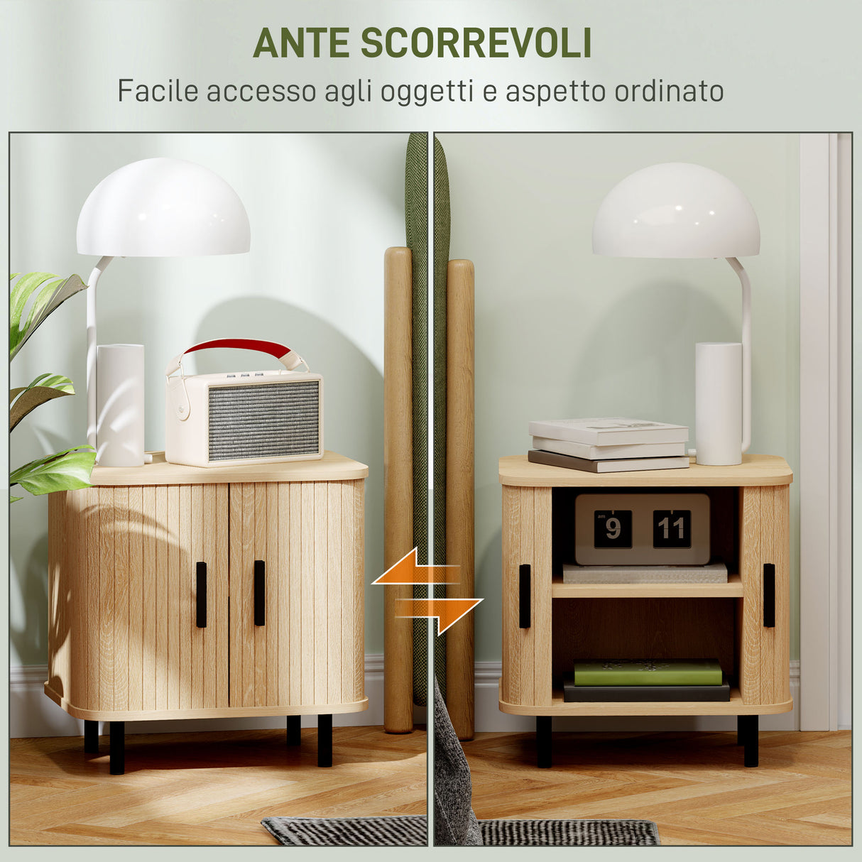 easycomfort easycomfort set 2 comodini in stile nordico con ripiano a 2 livelli in legno e acciaio 48x40x48 cm nero e rovere