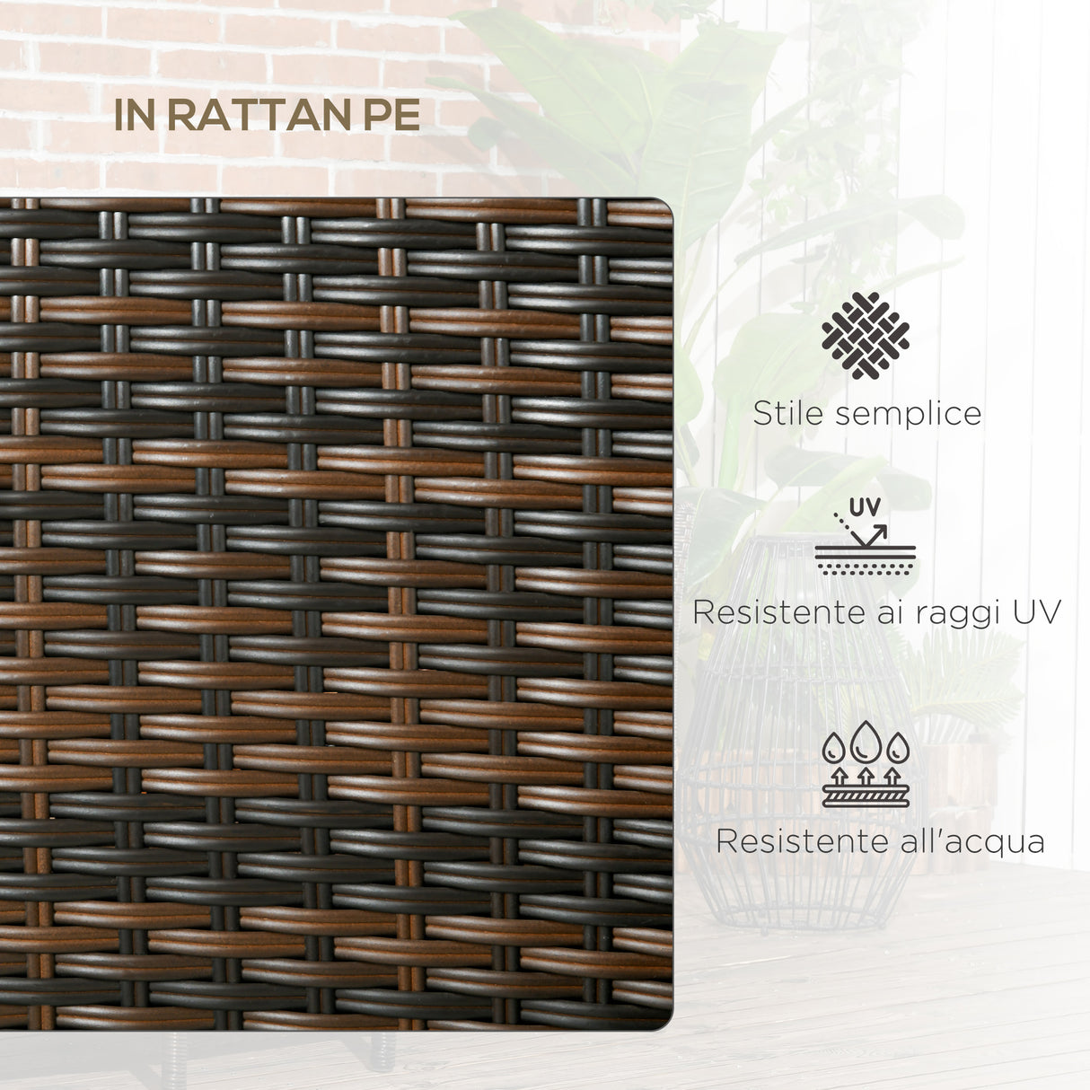 easycomfort easycomfort set da giardino in rattan con 2 sedie moderne e tavolino da caffe 138x60x87 cm marrone