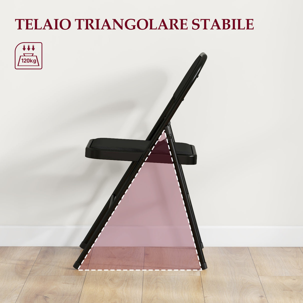 easycomfort easycomfort set di 4 sedie pieghevoli con seduta imbottita in poliestere e struttura in acciaio nero
