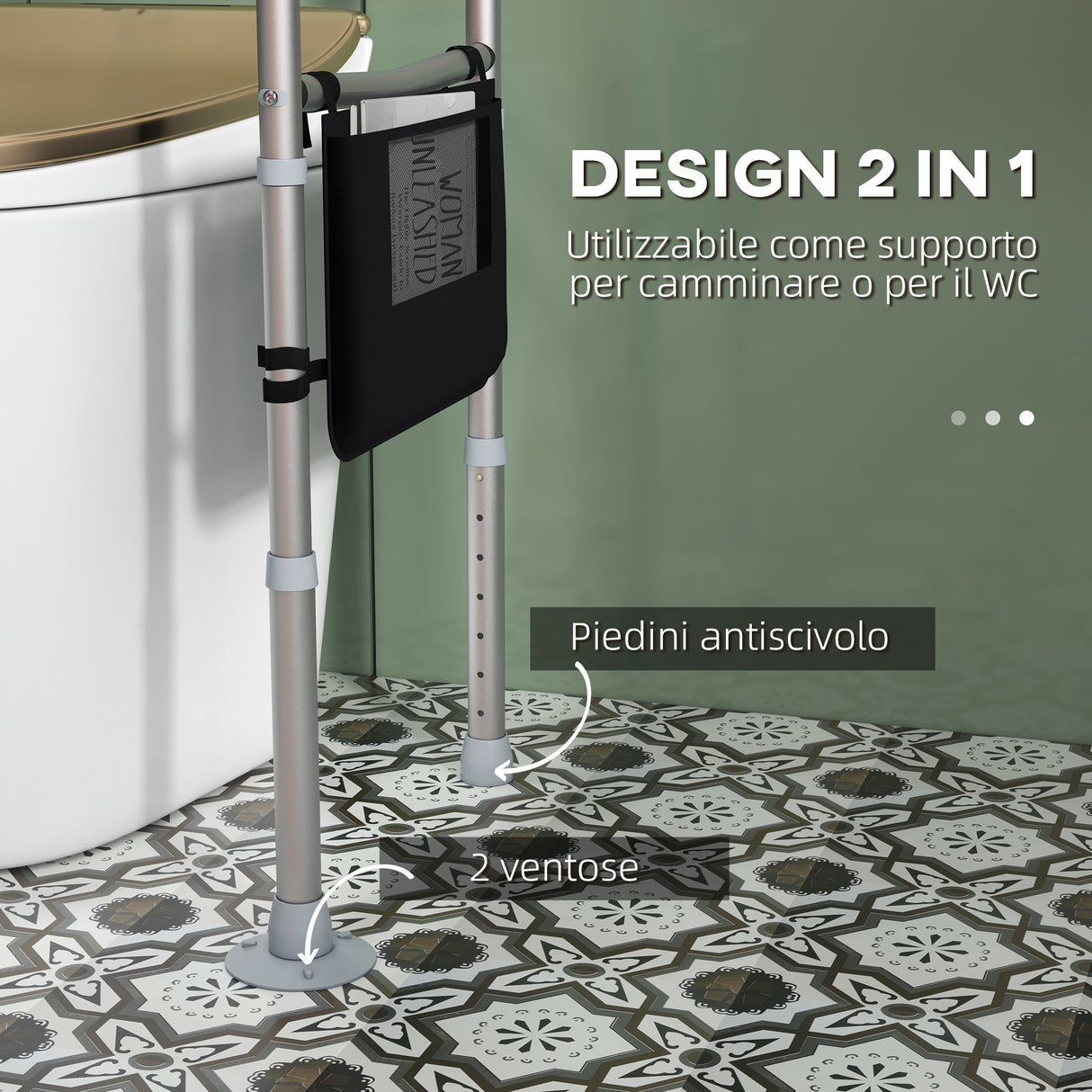 easycomfort easycomfort supporto water con braccioli regolabile in altezza e larghezza con 2 piedini a ventosa