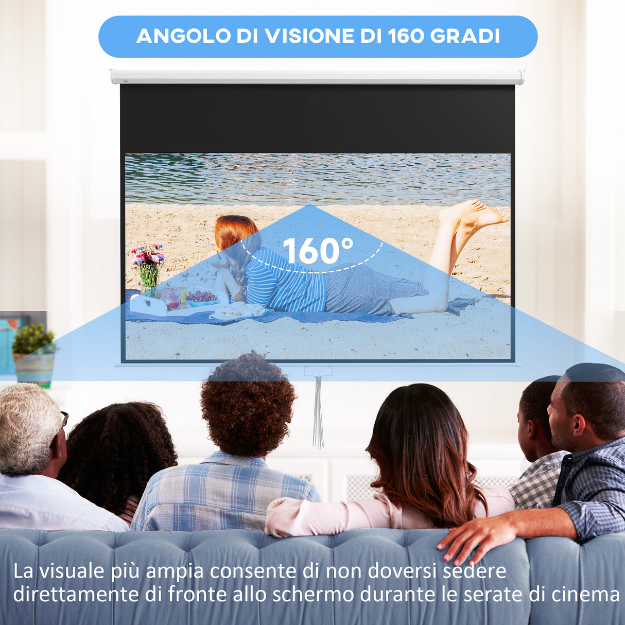 easycomfort easycomfort telo per proiettore 100 rapporto 169 fissaggio a muro e soffitto per casa e ufficio bianco