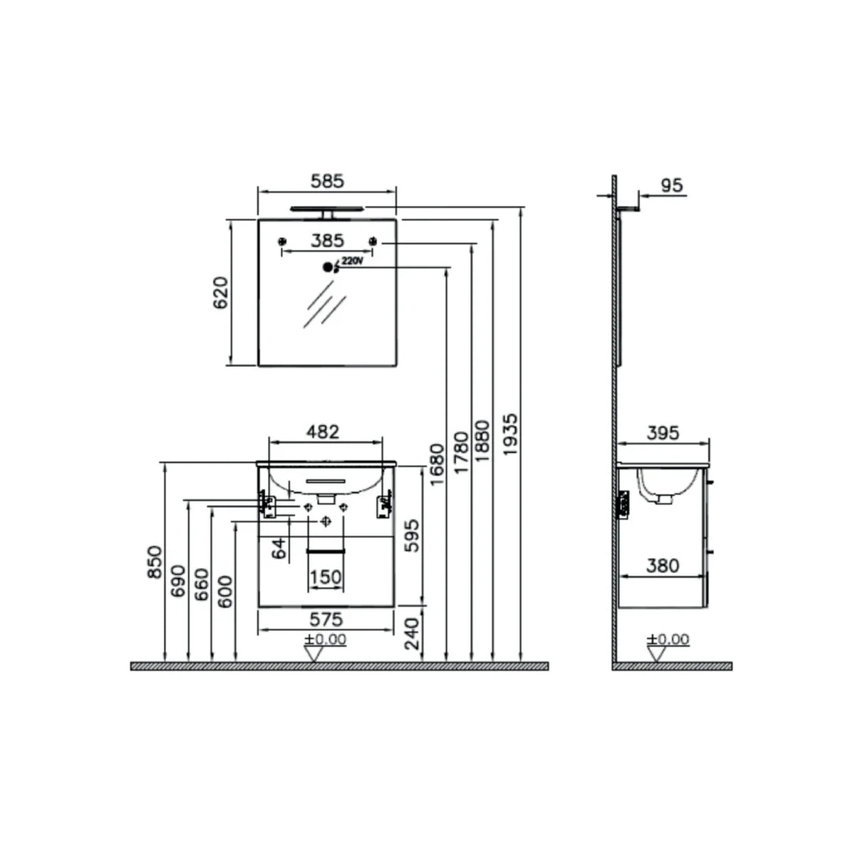 vitra mobile bagno sospeso vitra con lavabo colore golden oak 60 cm