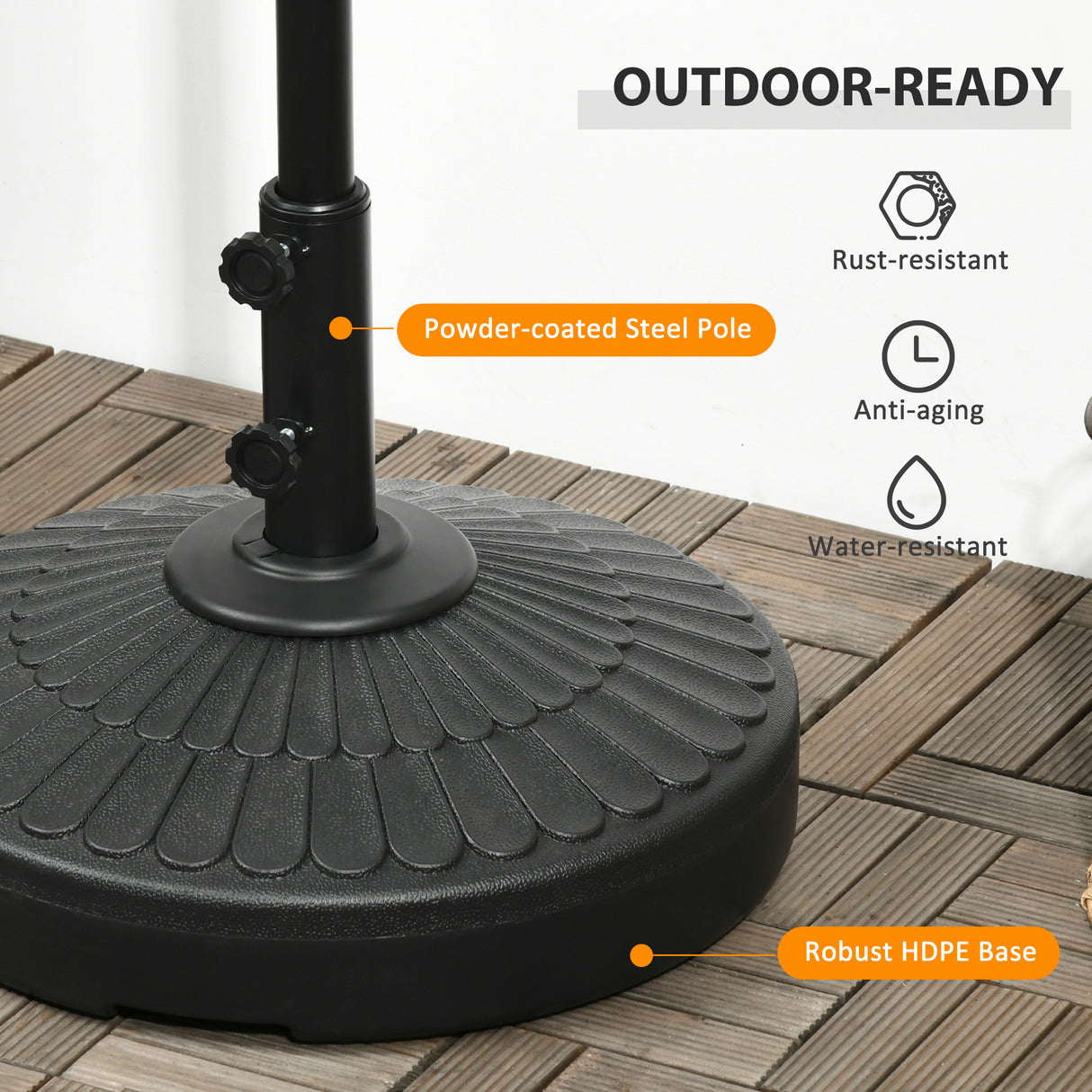 easycomfort easycomfort base per ombrellone da giardino di diametro 38 48 mm con riempimento laterale 48 5x36 cm