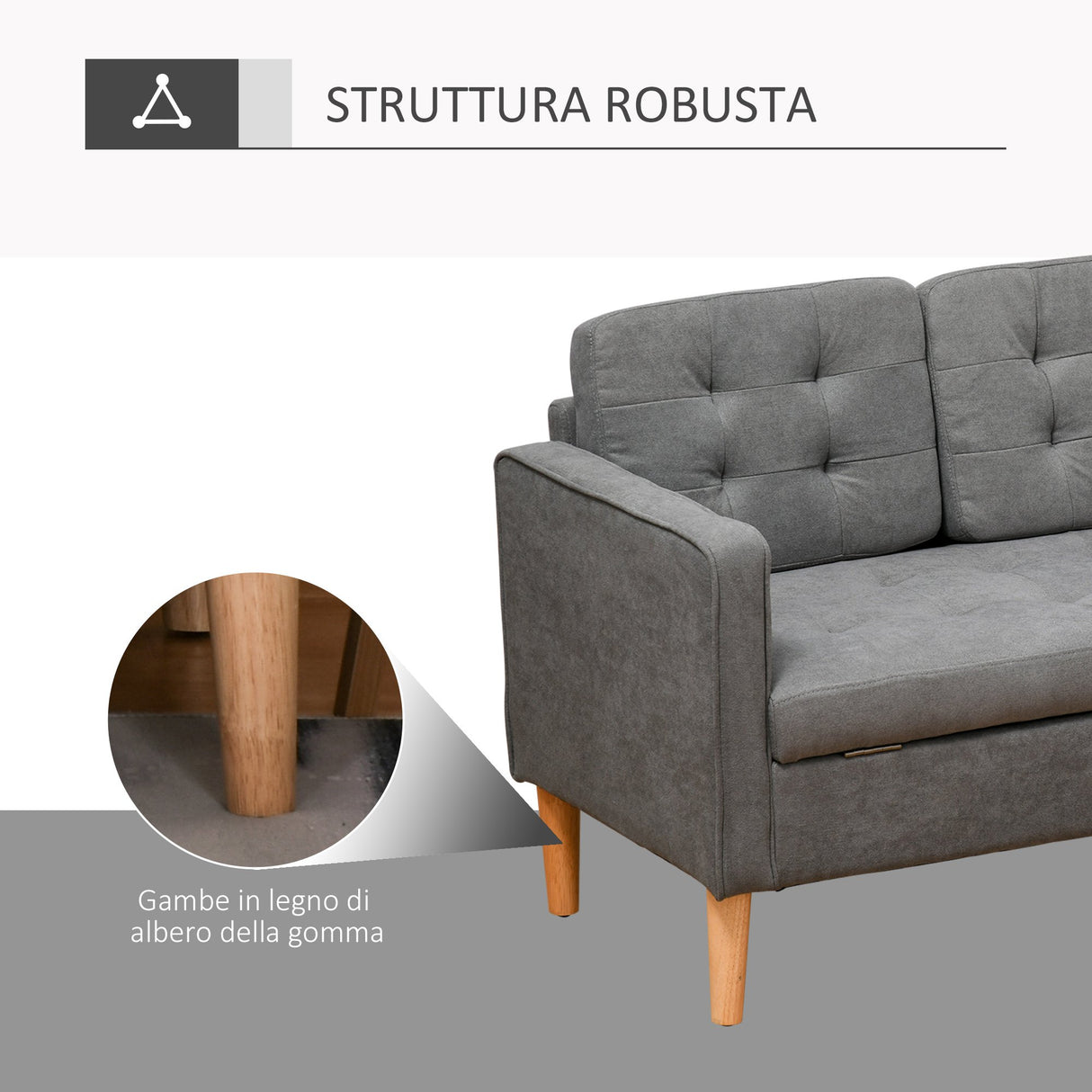 easycomfort easycomfort divano 3 posti moderno in tessuto grigio con vano contenitore e design scandinavo grigio 166 5x62x82cm ean 8055776915326