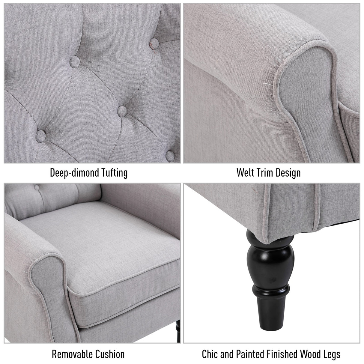 easycomfort easycomfort poltrona grigia in stile francese con ampia seduta gambe rivestite in legno e cuscini sfoderabili ean 8054144133850