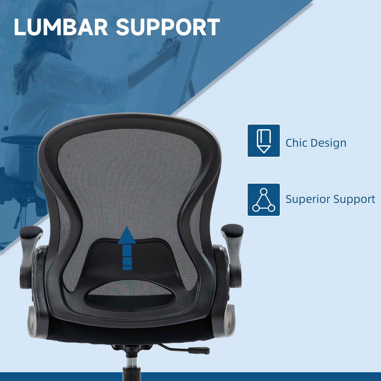 easycomfort easycomfort sedia da ufficio ergonomica in tessuto traspirante con altezza regolabile e braccioli ribaltabili 59x65x110 130 cm