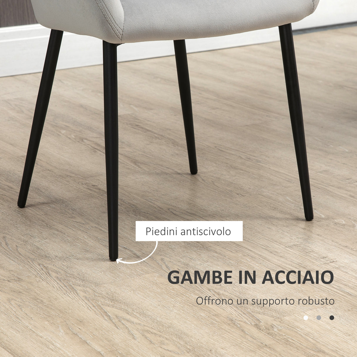 easycomfort easycomfort set 2 sedie per soggiorno nordiche con schienale e braccioli ricurvi e seduta imbottita 54x57x80 cm grigio