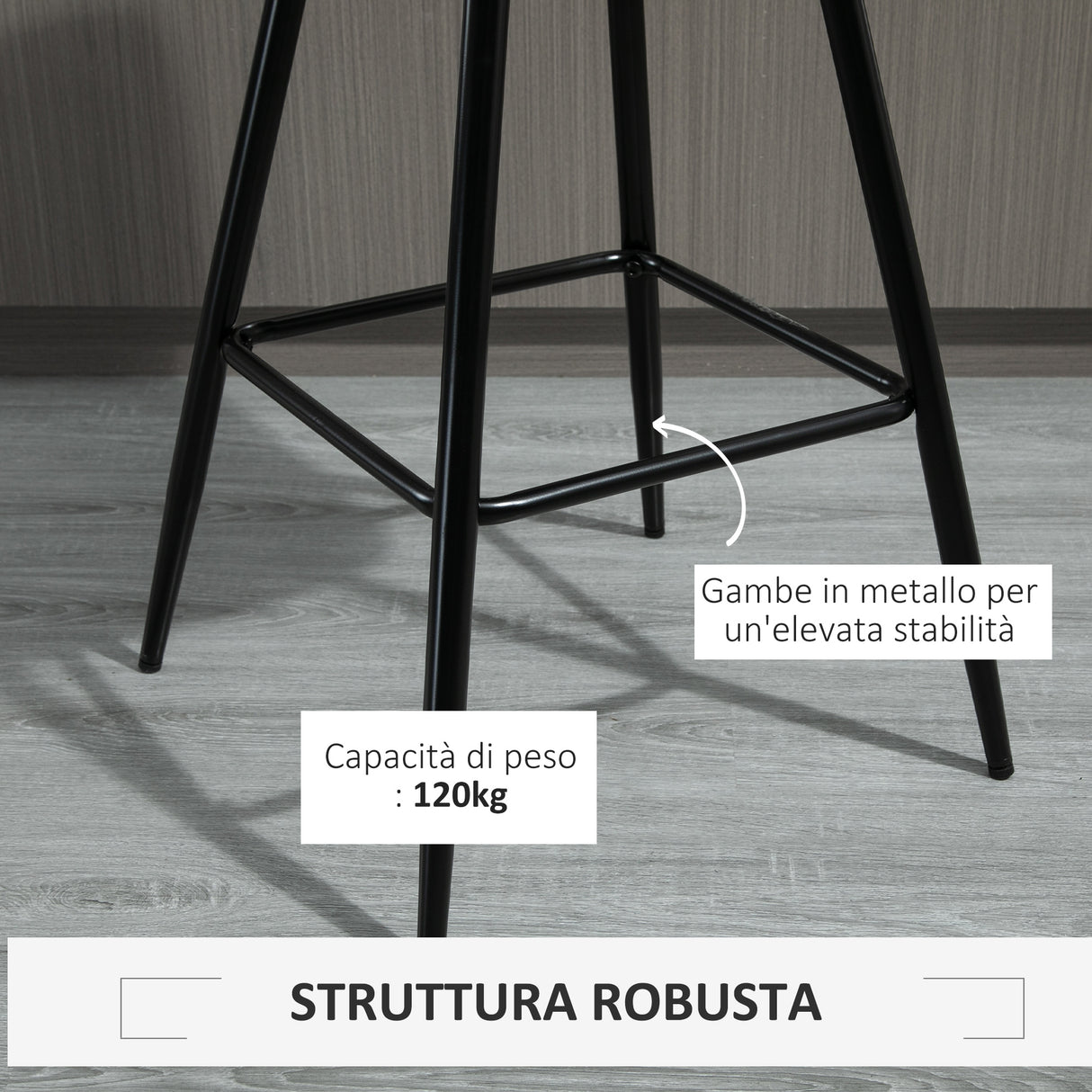 easycomfort easycomfort set 2 sgabelli alti in stile nordico con schienale e poggiapiedi sgabelli con schienale in tessuto effetto velluto e metallo 45x47x88 cm grigio ean 8054144138626