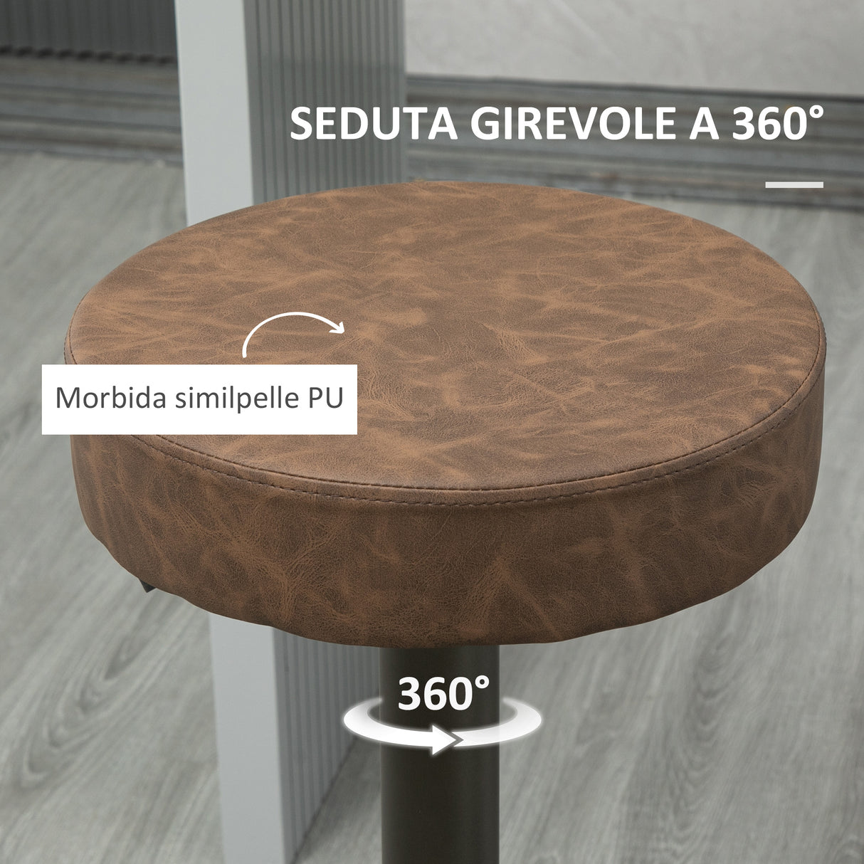 easycomfort easycomfort set 2 sgabelli da bar girevoli con poggiapiedi e altezza regolabile 35x36x64 85cm marrone
