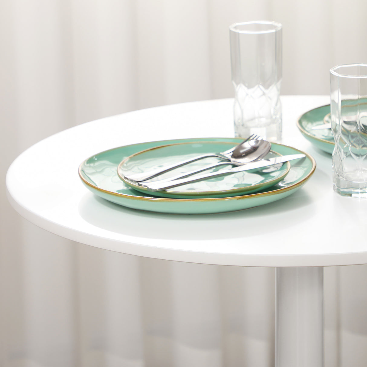 easycomfort easycomfort tavolo rotondo moderno per 2 persone in mdf e acciaio 70x75cm bianco