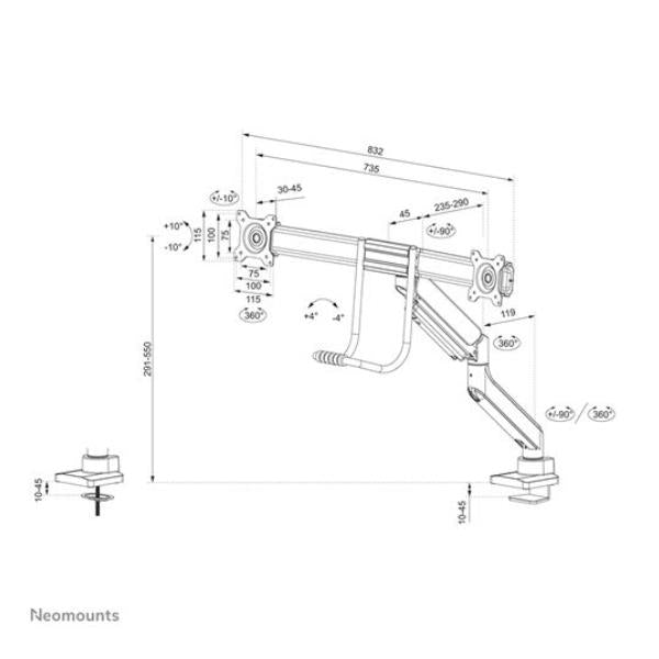 neomounts by newstar supporto scrivania ds75 450wh2 ean 8717371449490