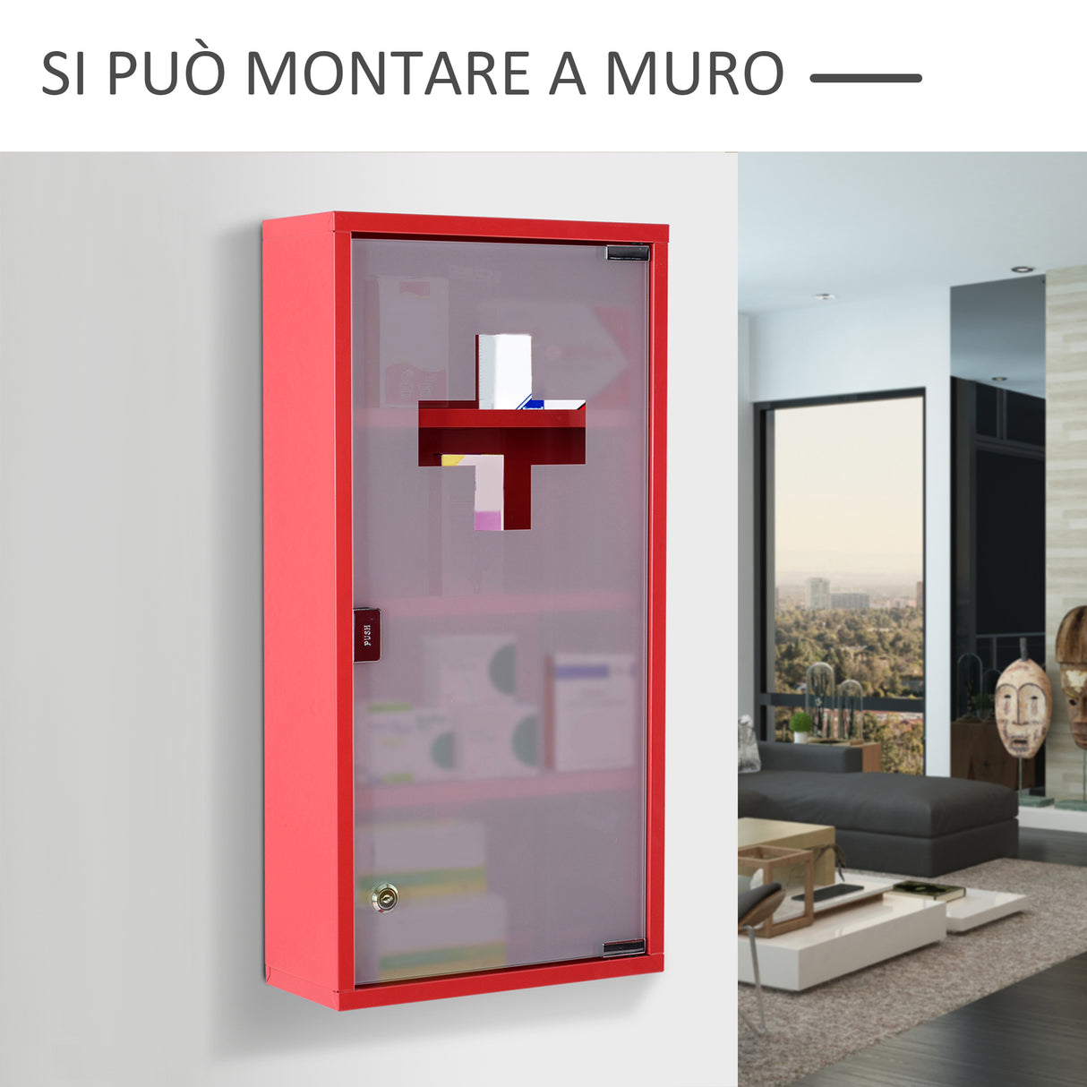 easycomfort easycomfort cassetta porta medicine armadietto medicinali 4 livelli porta in vetro 603012cm rosso ean 8054111840521