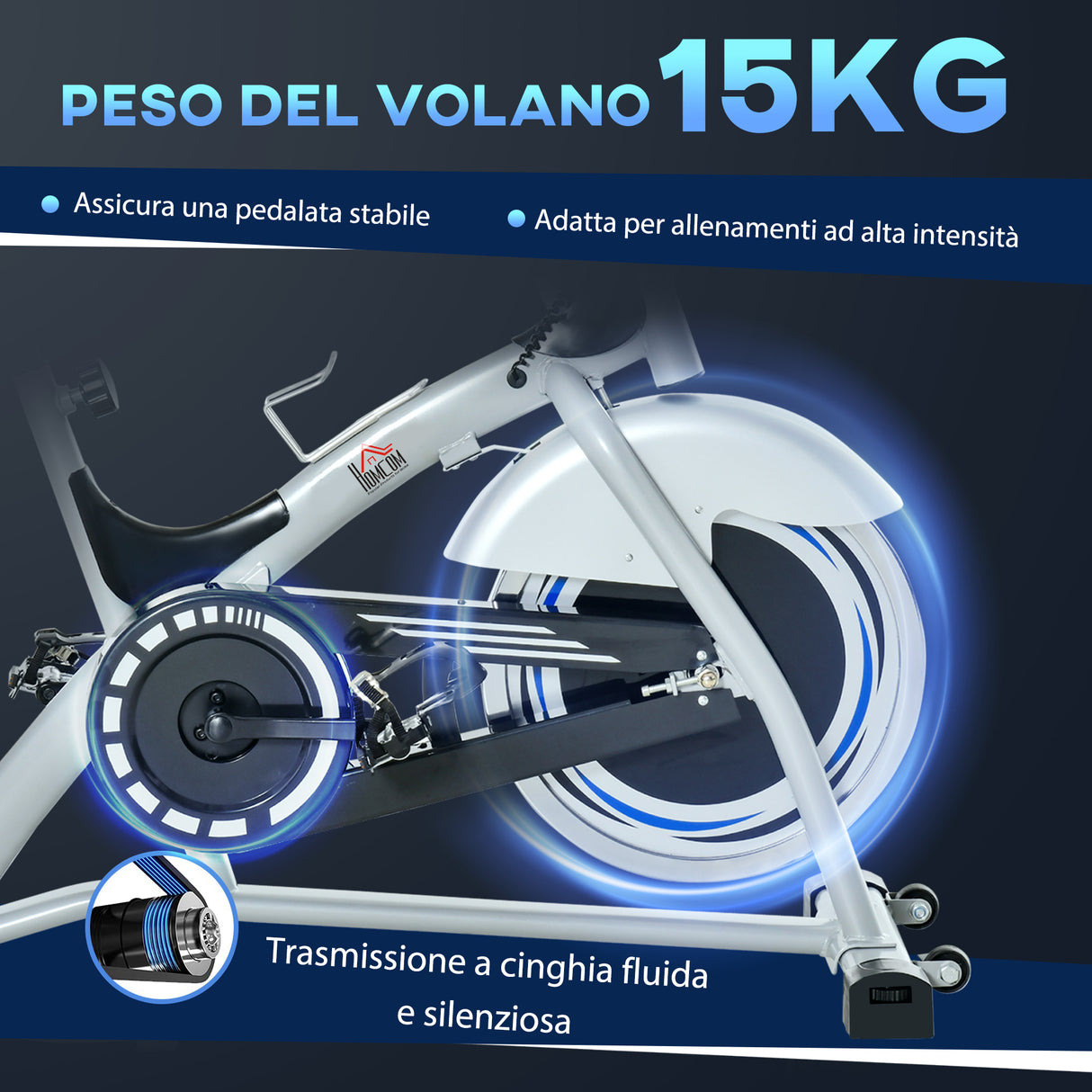 easycomfort easycomfort cyclette professionale da camera con monitor lcd e volano 15kg sellino e manubrio regolabili 124x50x105 111cm argento nero